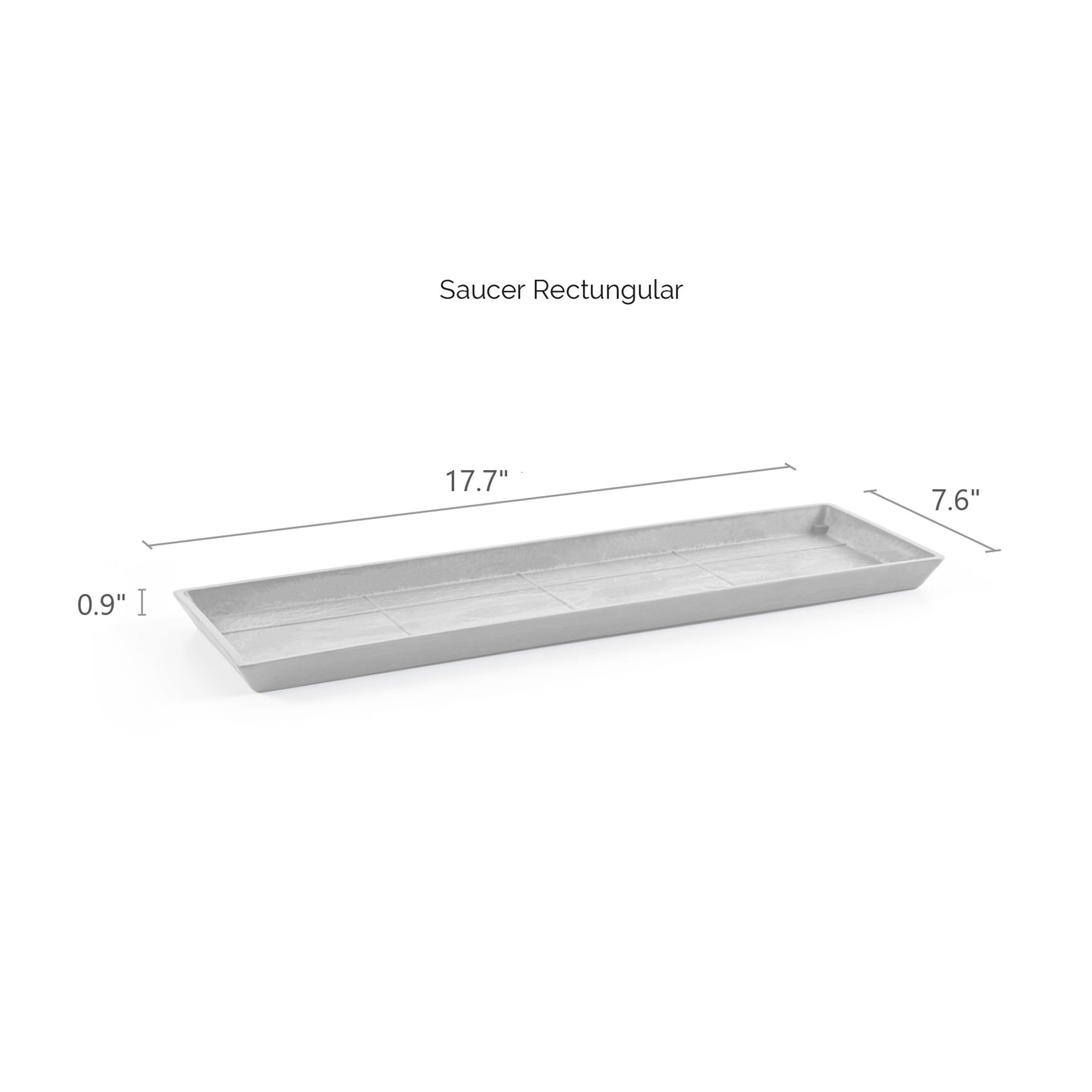 Ecopots Rectangular In/Outdoor Recycled Plastic Planter Flowerpot Saucer, White Grey, 17.7"