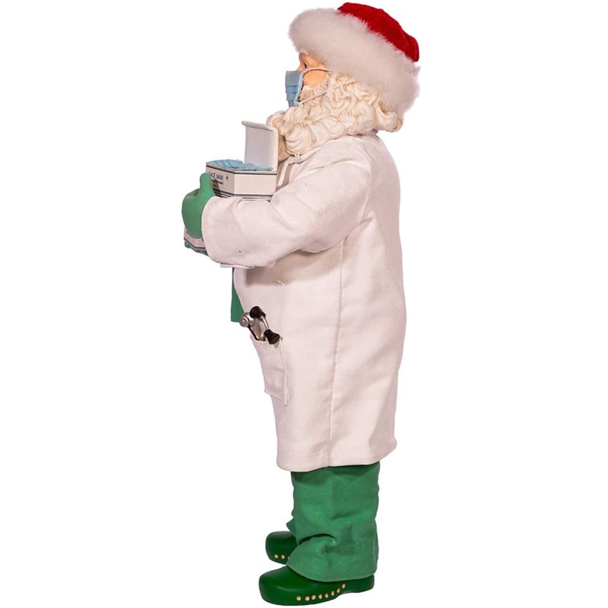 Kurt Adler Fabriché Collection, Doctor Santa Holding Face Masks, 10.5"