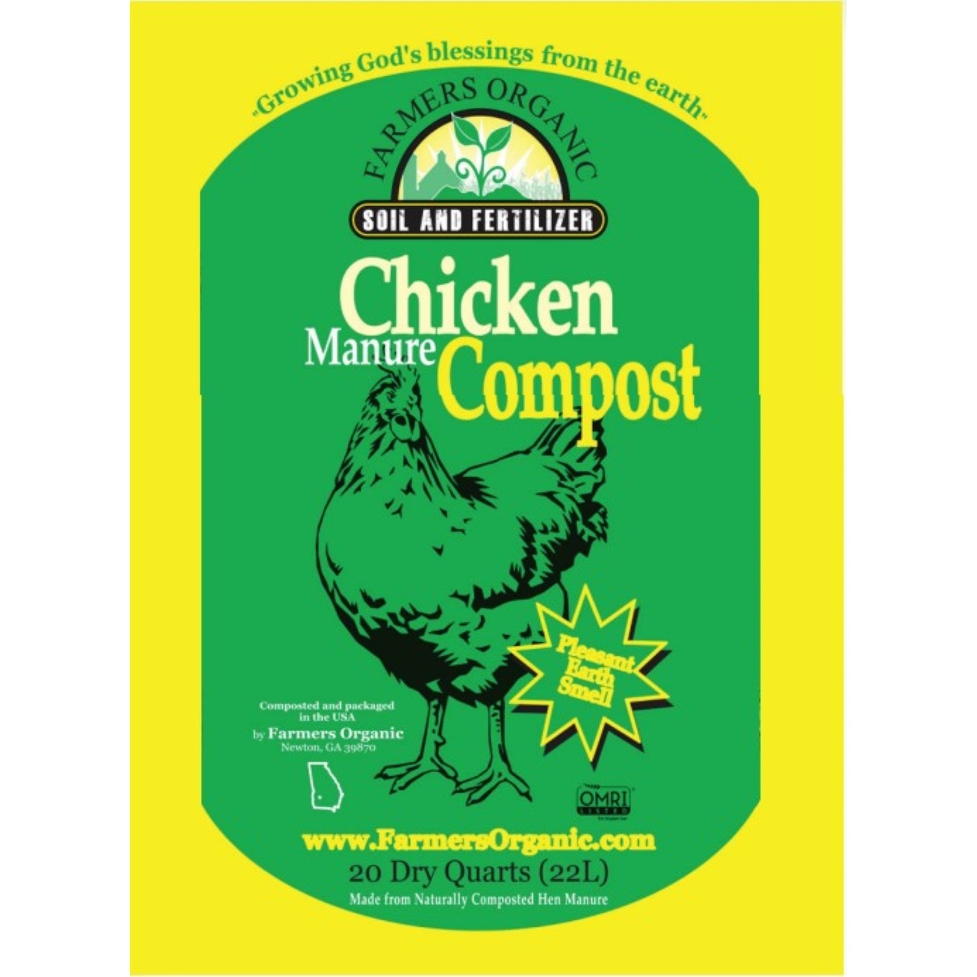 Farmers Organic Chicken Manure Compost Soil and Fertilizer, 20 Dry Quarts