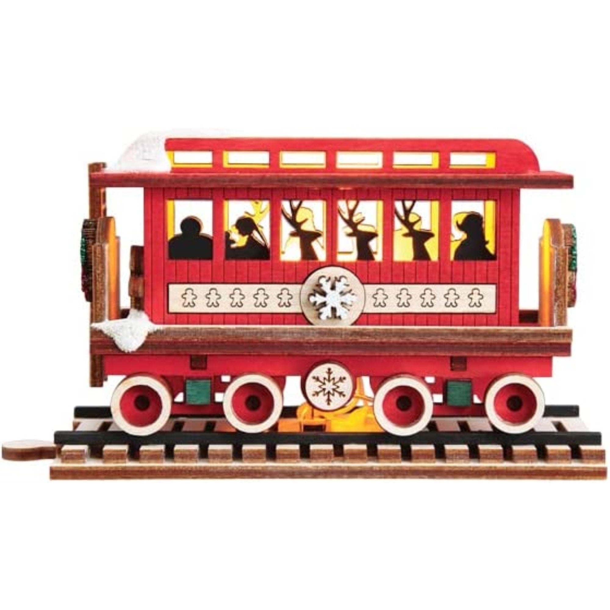 Old World Christmas Passenger Car Elves Wooden Ornament For Christmas Tree