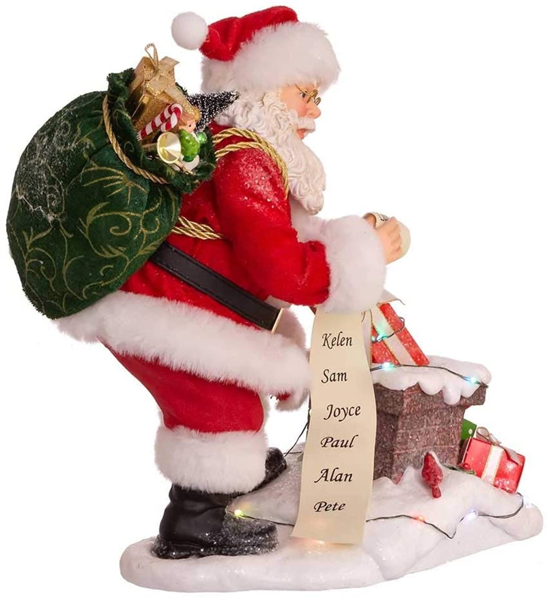 Kurt Adler Fabriché Collection, Battery Operated Lighted Chimney Santa, 10.5"