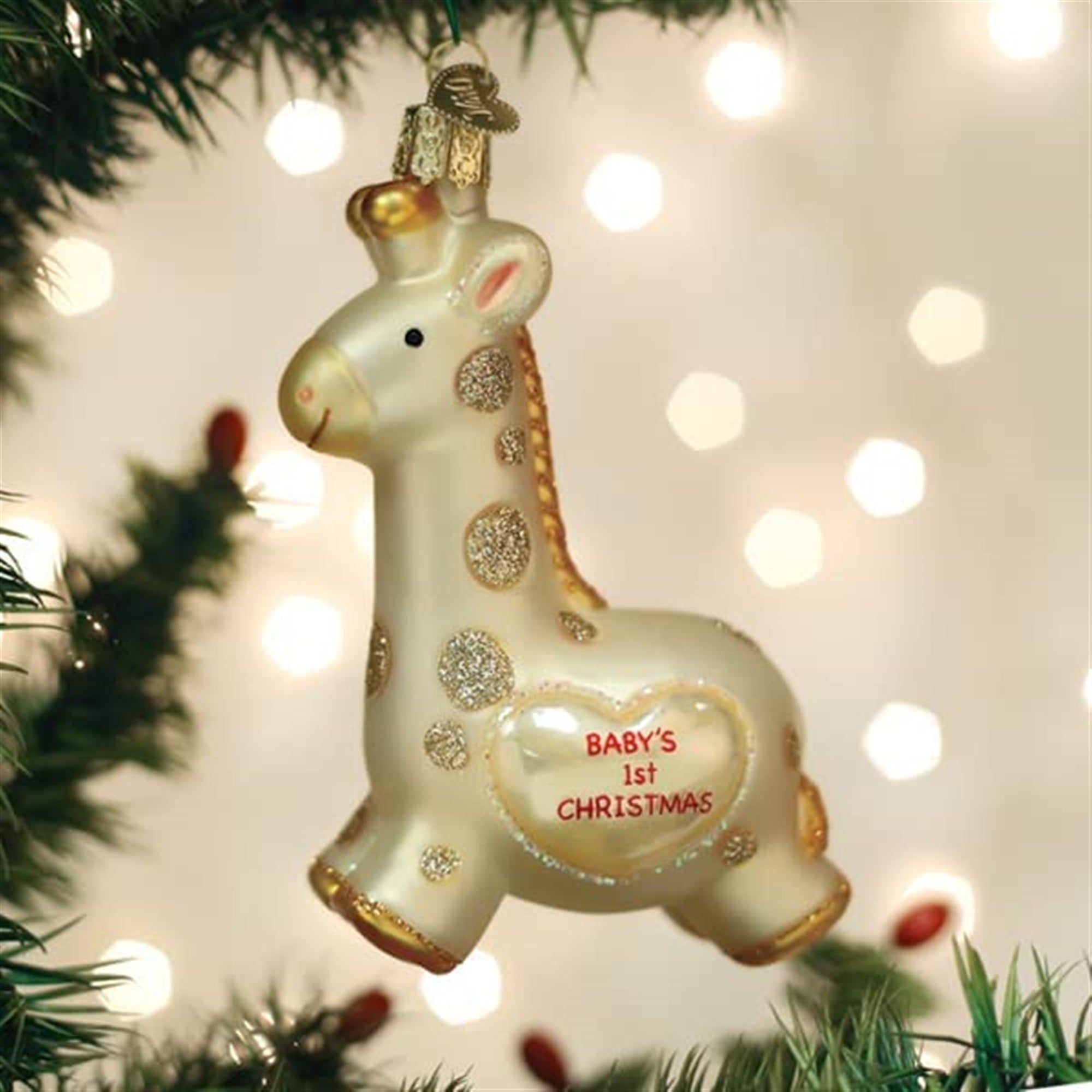 Old World Christmas Hanging Glass Tree Ornament, Baby's First Christmas Giraffe