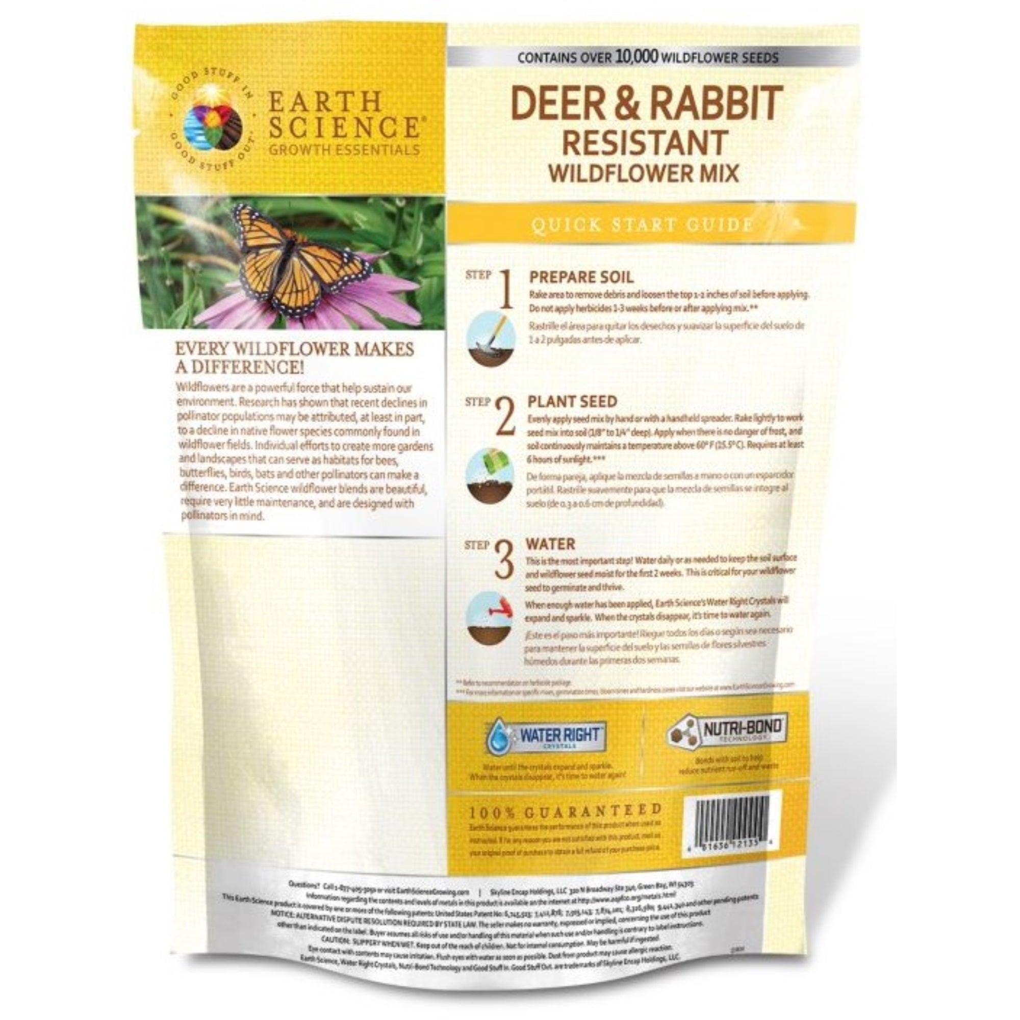 Earth Science Deer & Rabbit Resistant Flower Mix, 3-in-1 Formula - 2lb bag