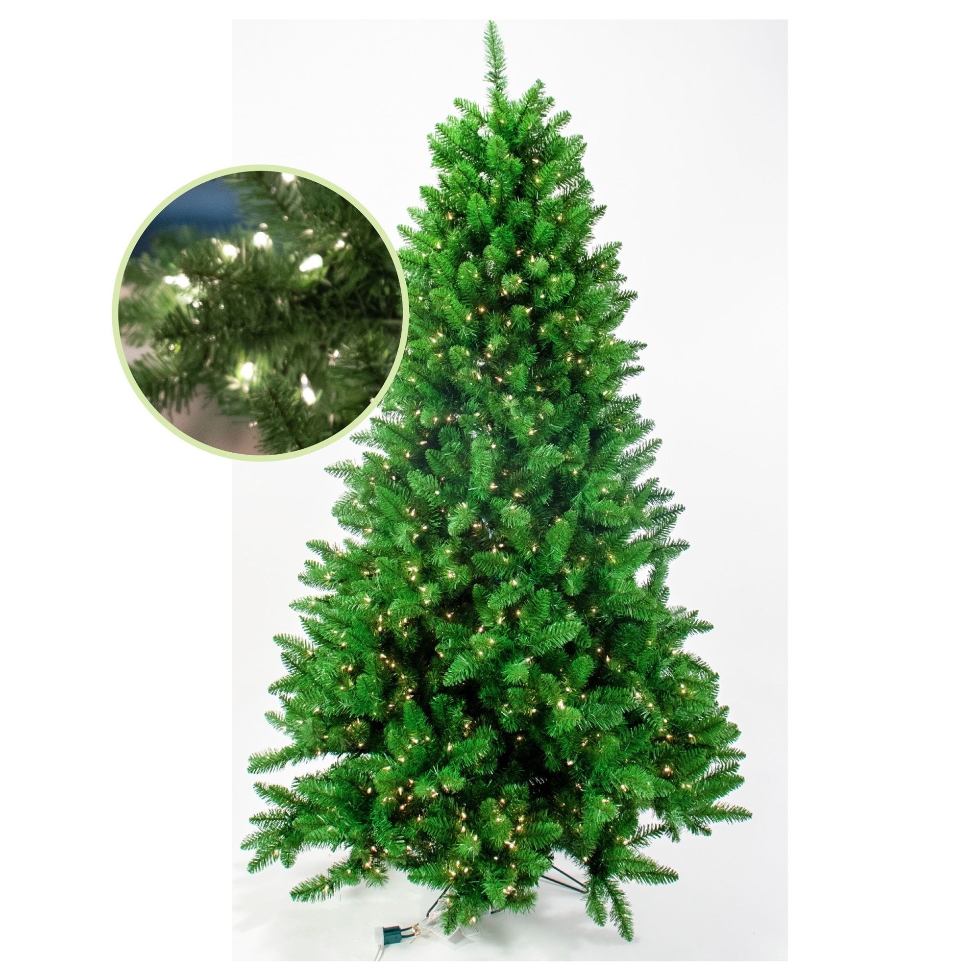 Garden Elements Pre-Lit Artificial Pennsylvania Spruce Christmas Tree, 1532 Tips, 1200 Clear Lights, 7.5 ft
