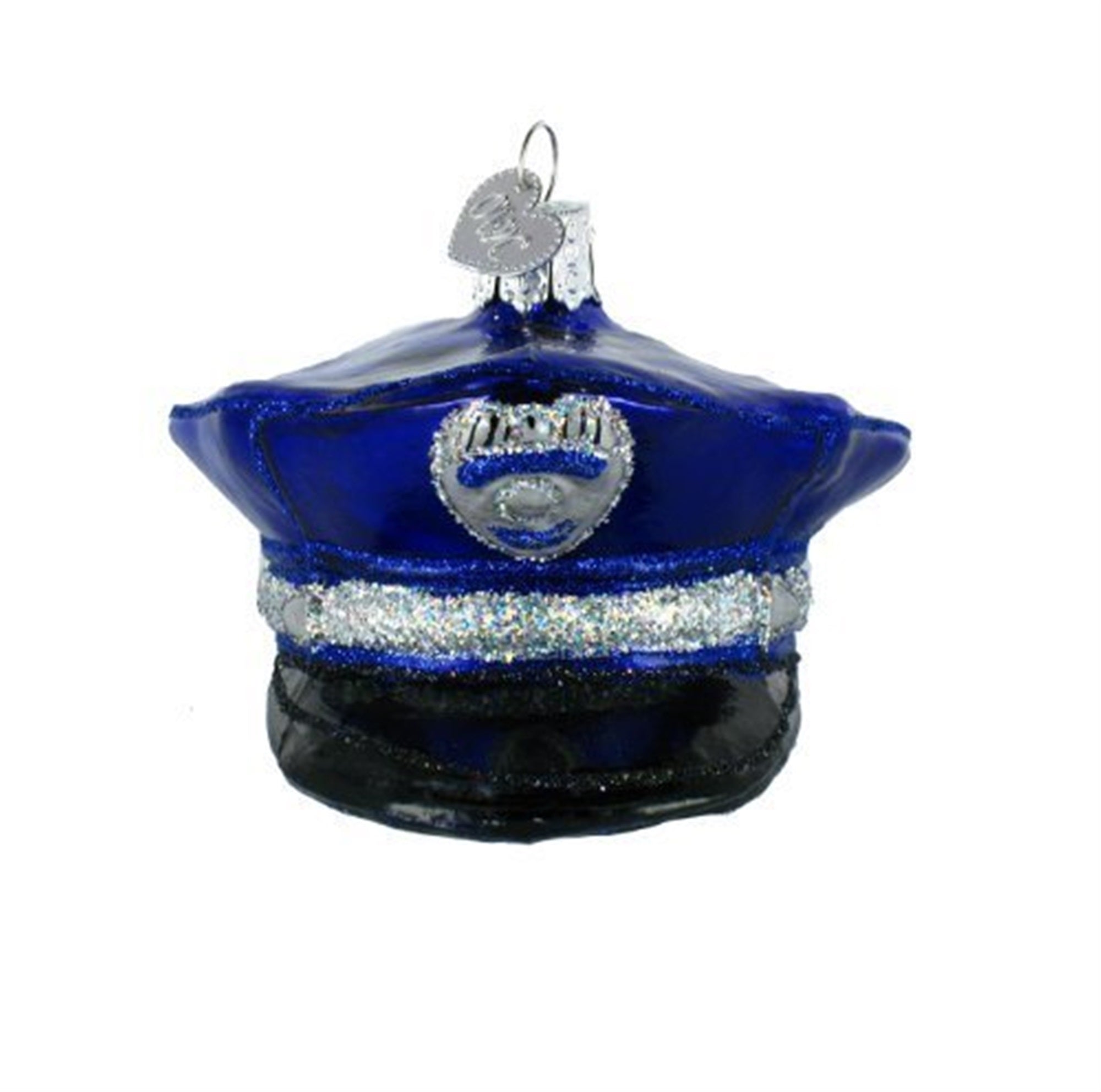 Old World Christmas Glass Blown Police Officer's Cap Ornament