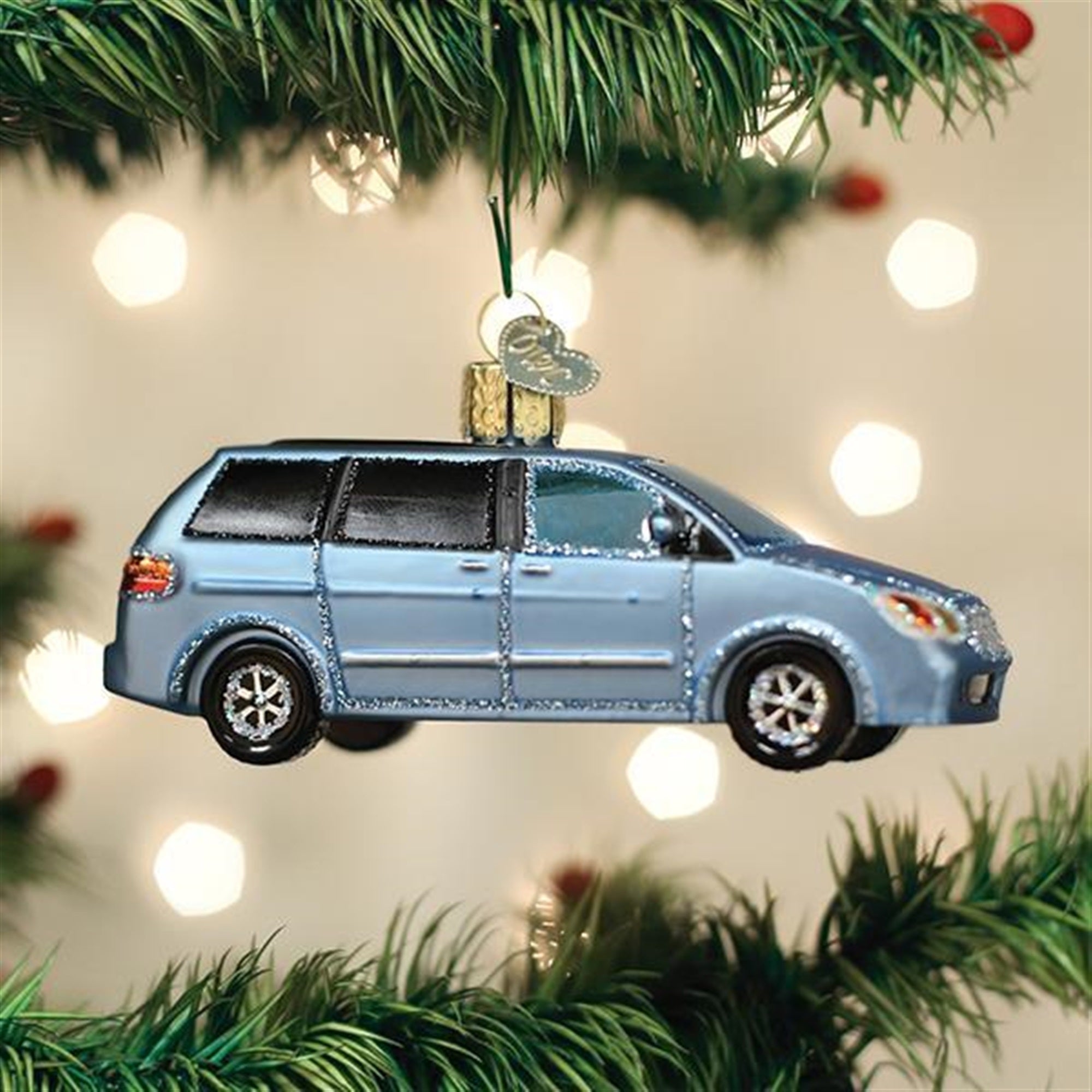 Old World Christmas Glass Blown Ornaments, Soccer Mom Minivan 4.25"