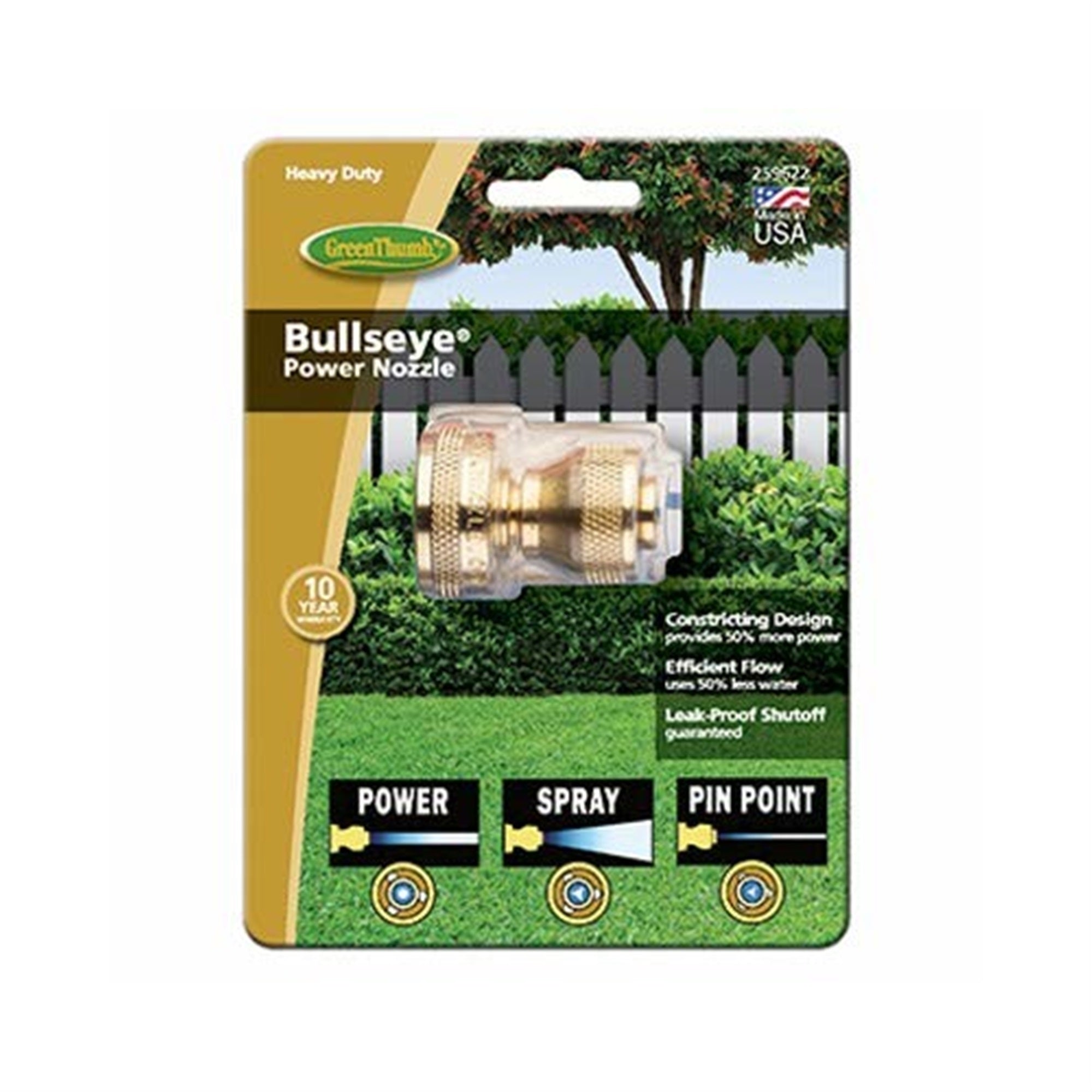 Green Thumb Power Water Nozzle, Brass, Industrial Grade, 0.75in, Quantity 1