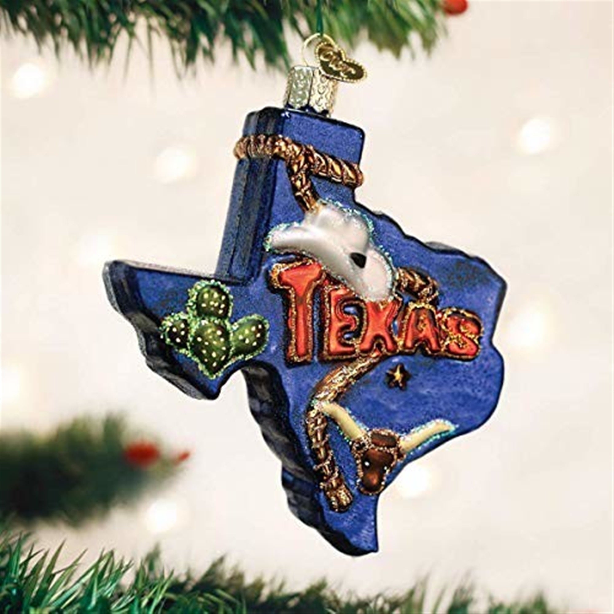 Old World Christmas Glass Blown Ornaments for Christmas Tree, State of Texas