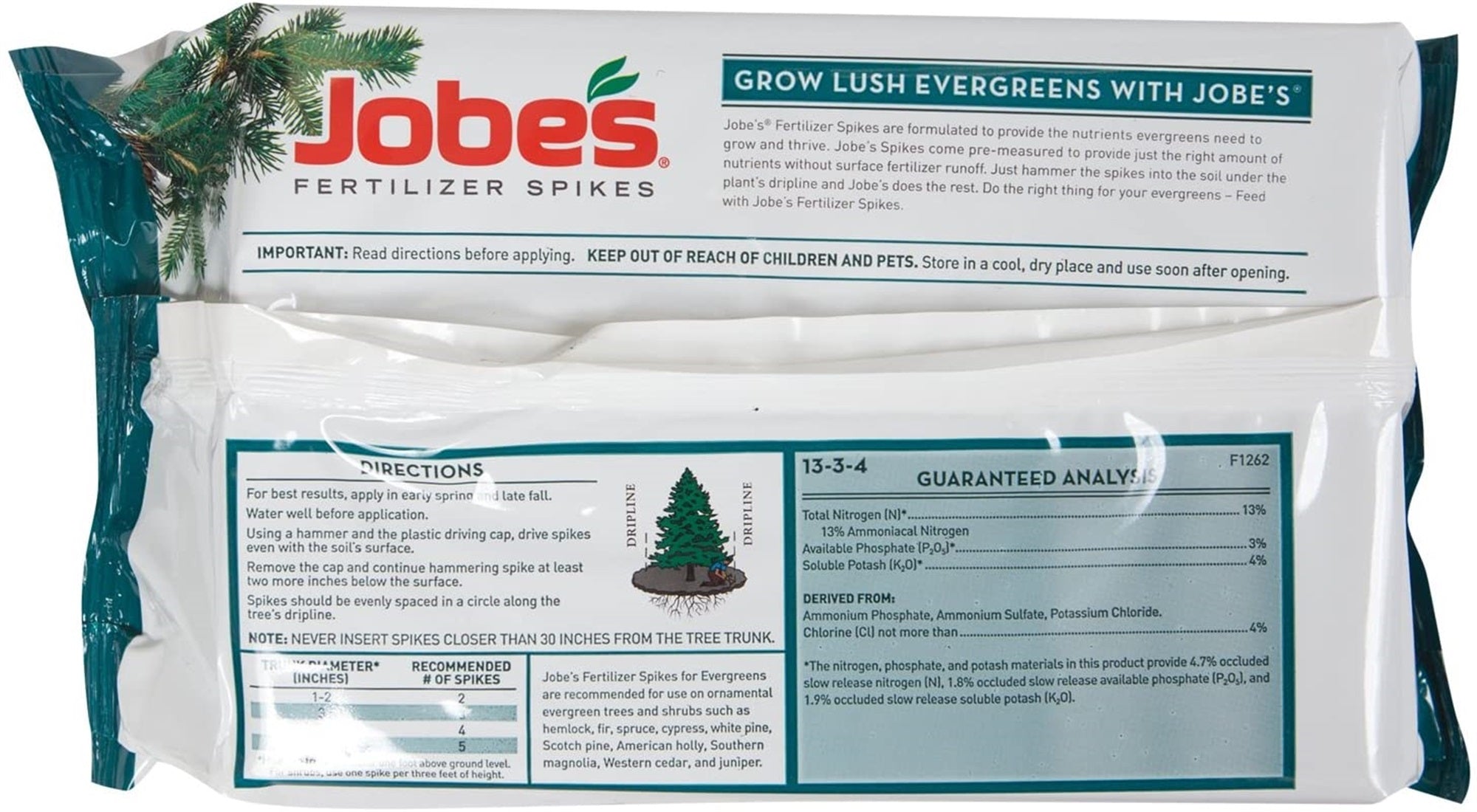 Jobes Fertilizer Spikes for Beautiful Evergreens, 15 Spike pack