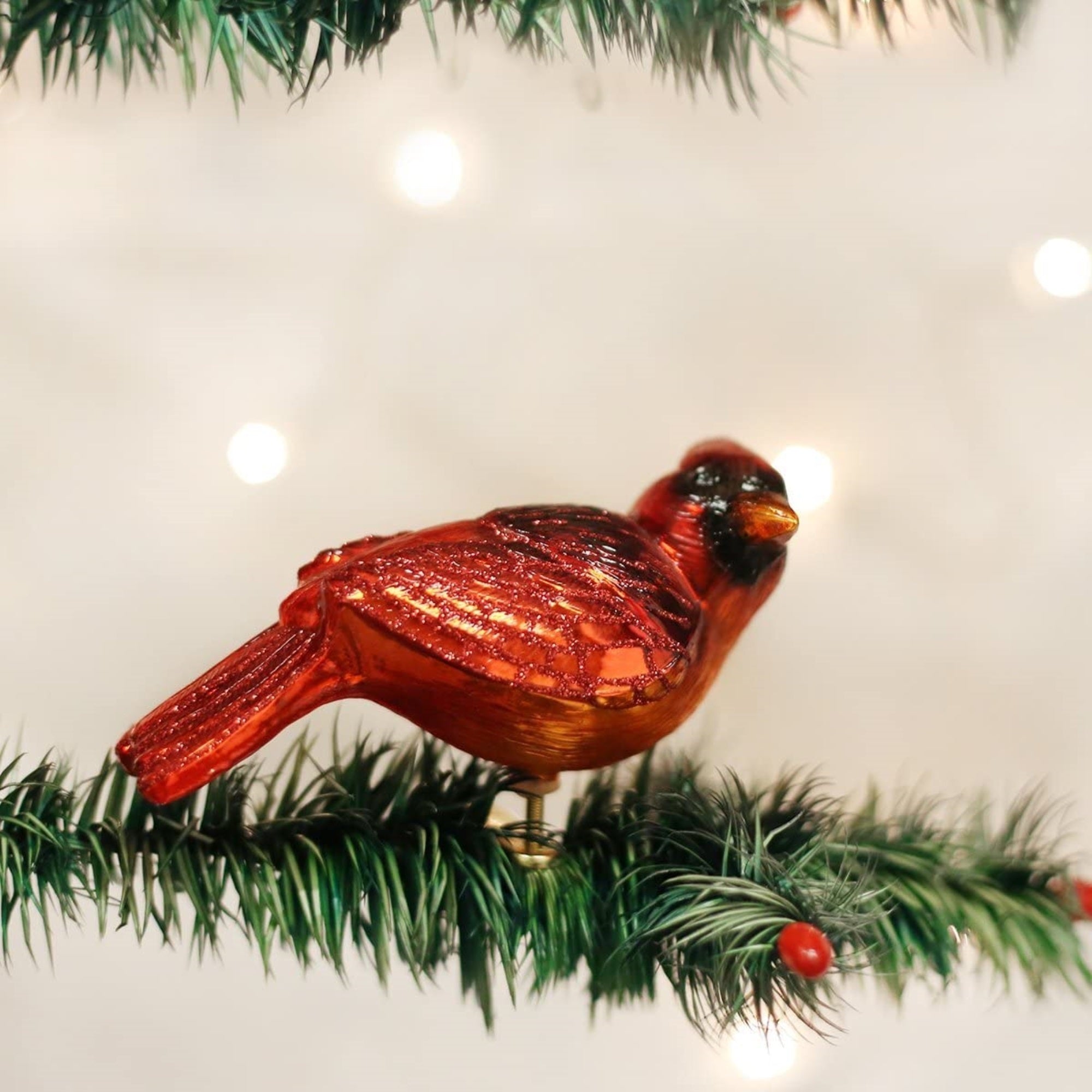 Old World Christmas Resting Cardinal Glass Blown Ornament