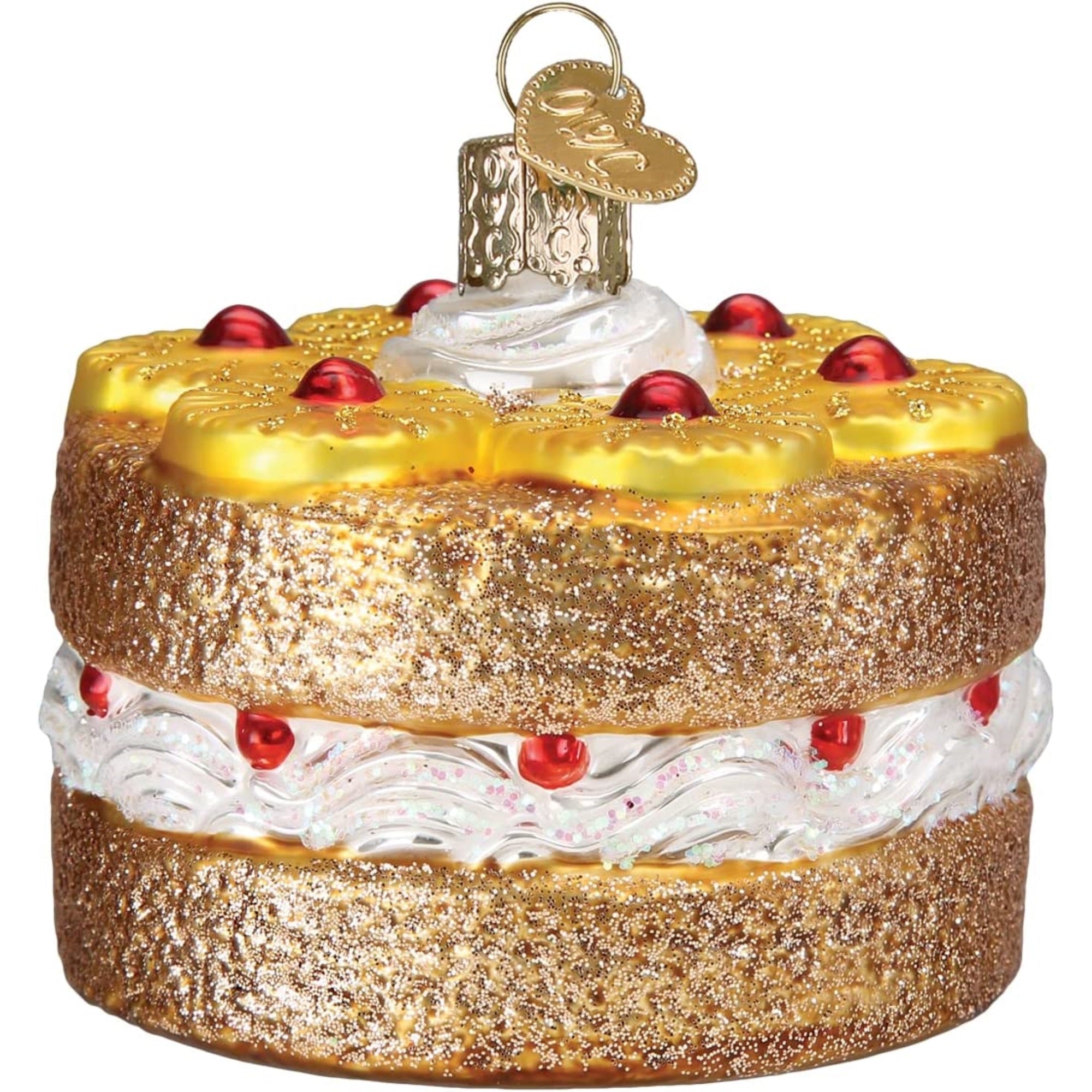 Old World Christmas Glass Blown Pineapple Upside Down Cake Ornament, 2.75"