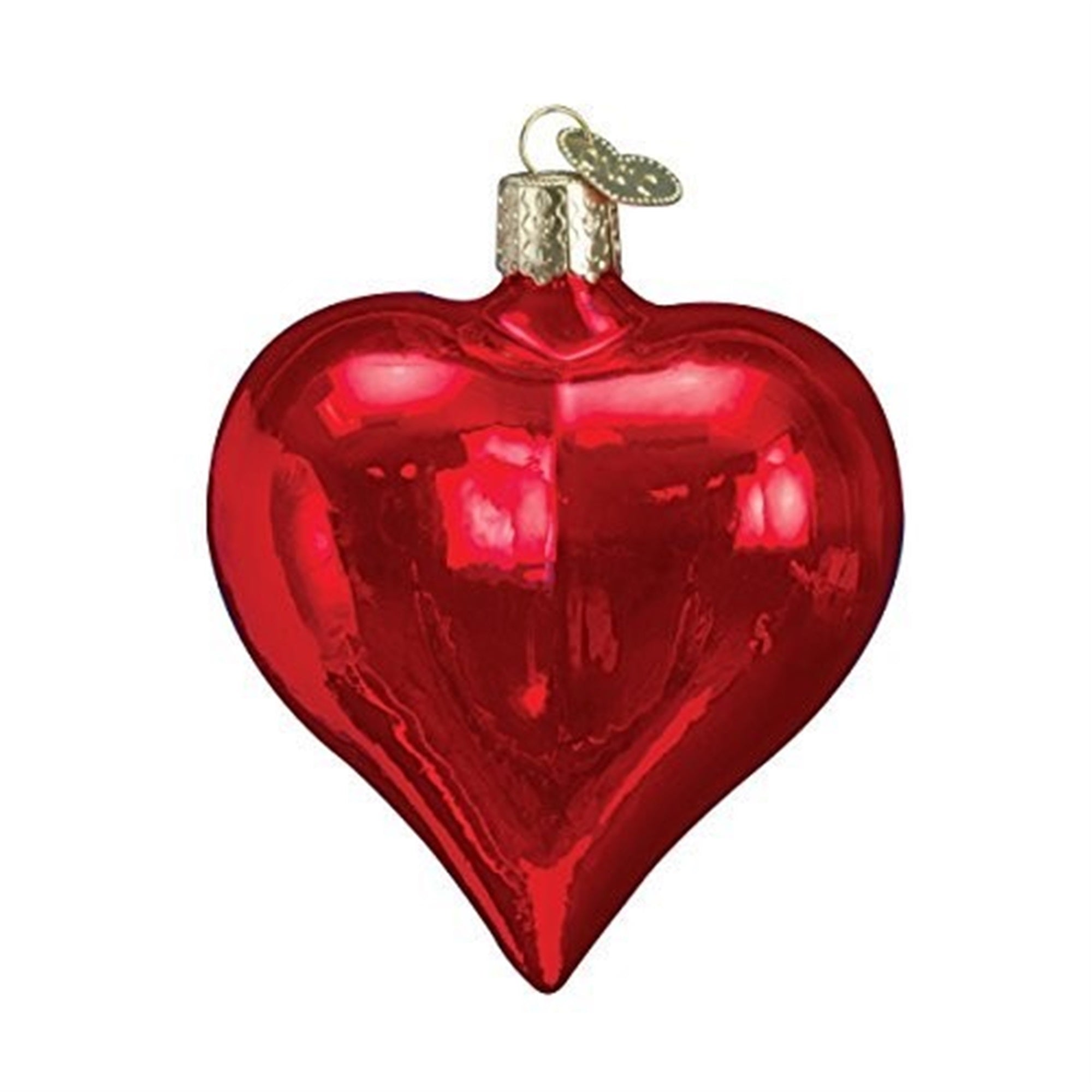 Old World Christmas Blown Glass Christmas Ornament, Large Shiny Red Heart
