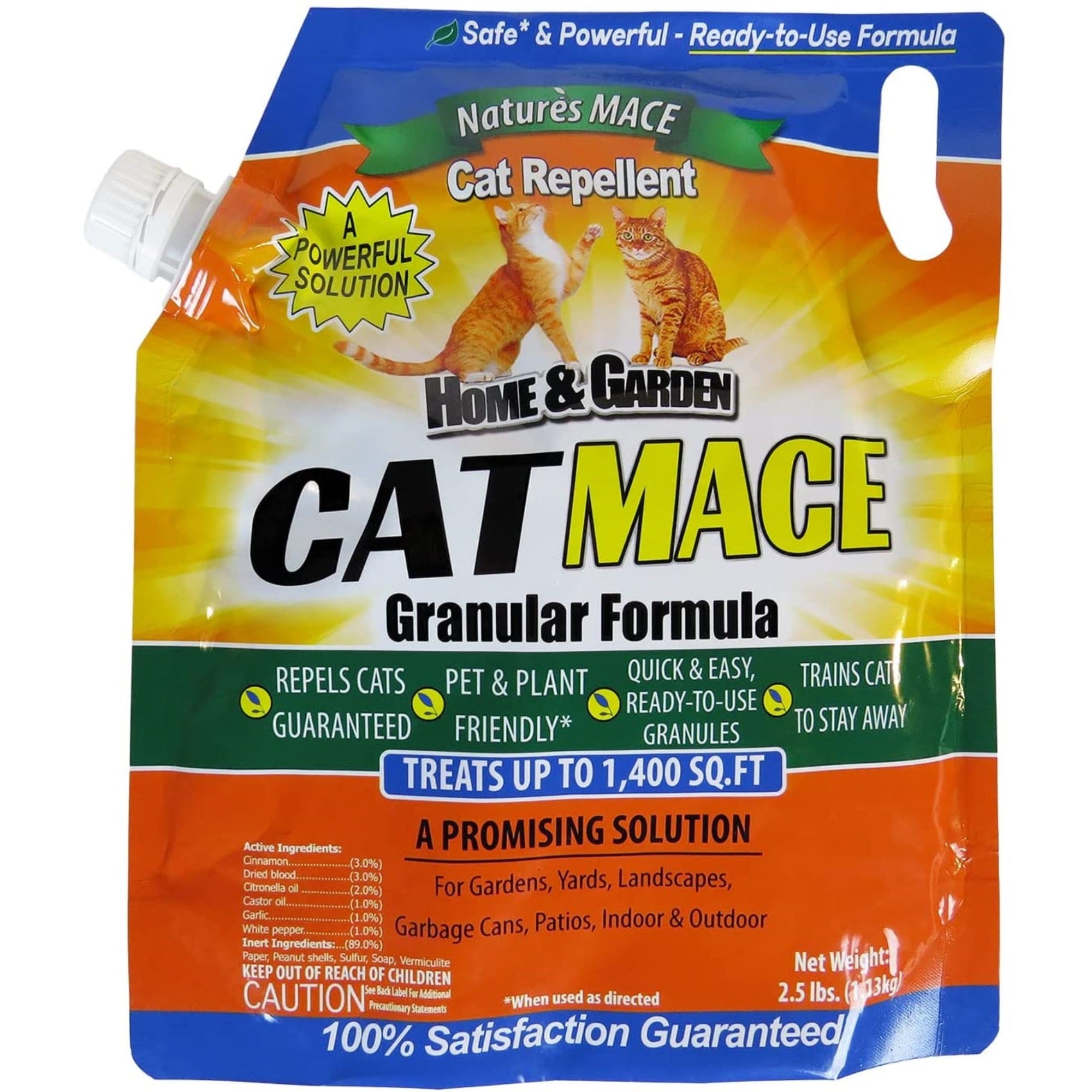 Nature's Mace Granular Cat Repellent, 2.5# treats 1400 sq ft