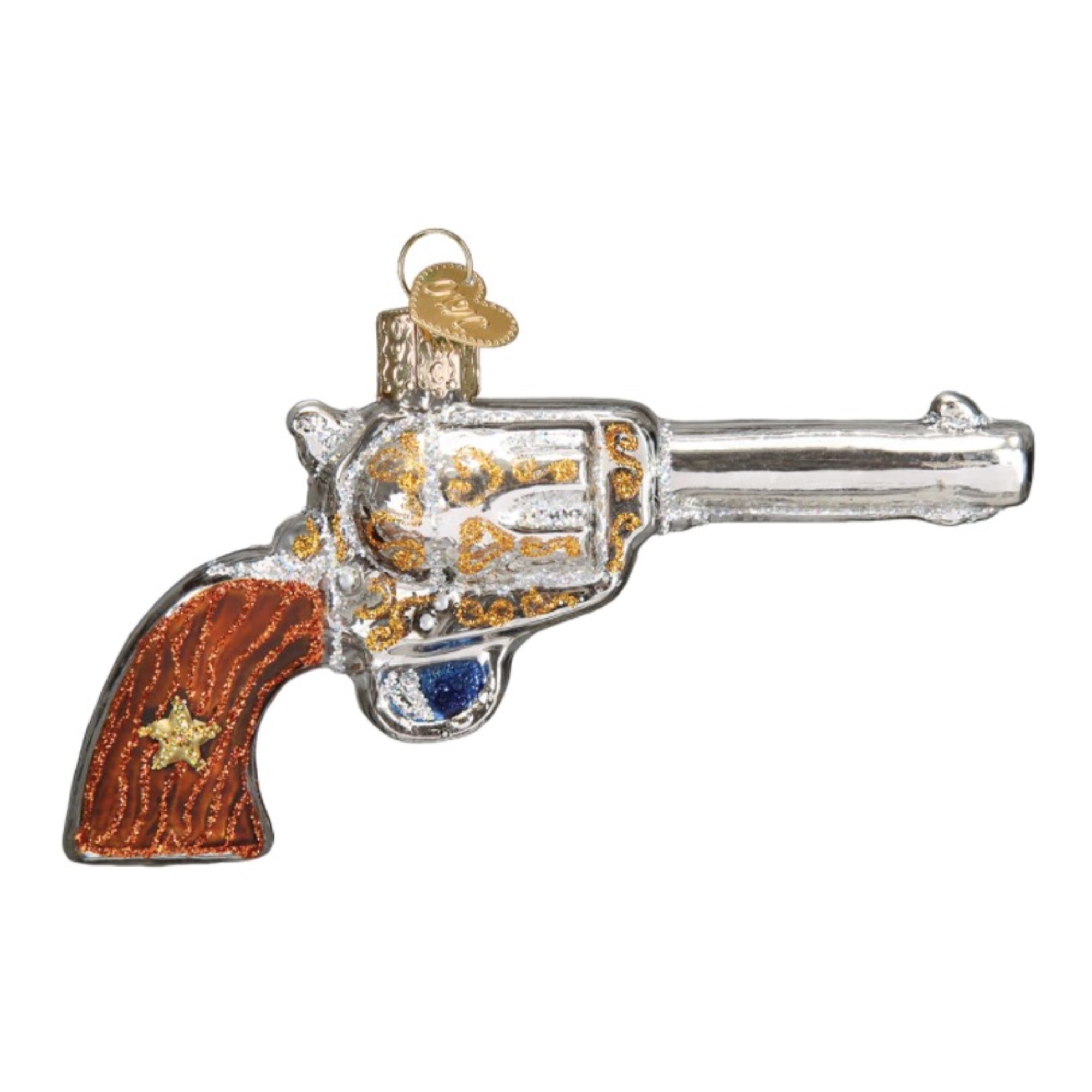 Old World Christmas Western Revolver Glass Blown Ornament
