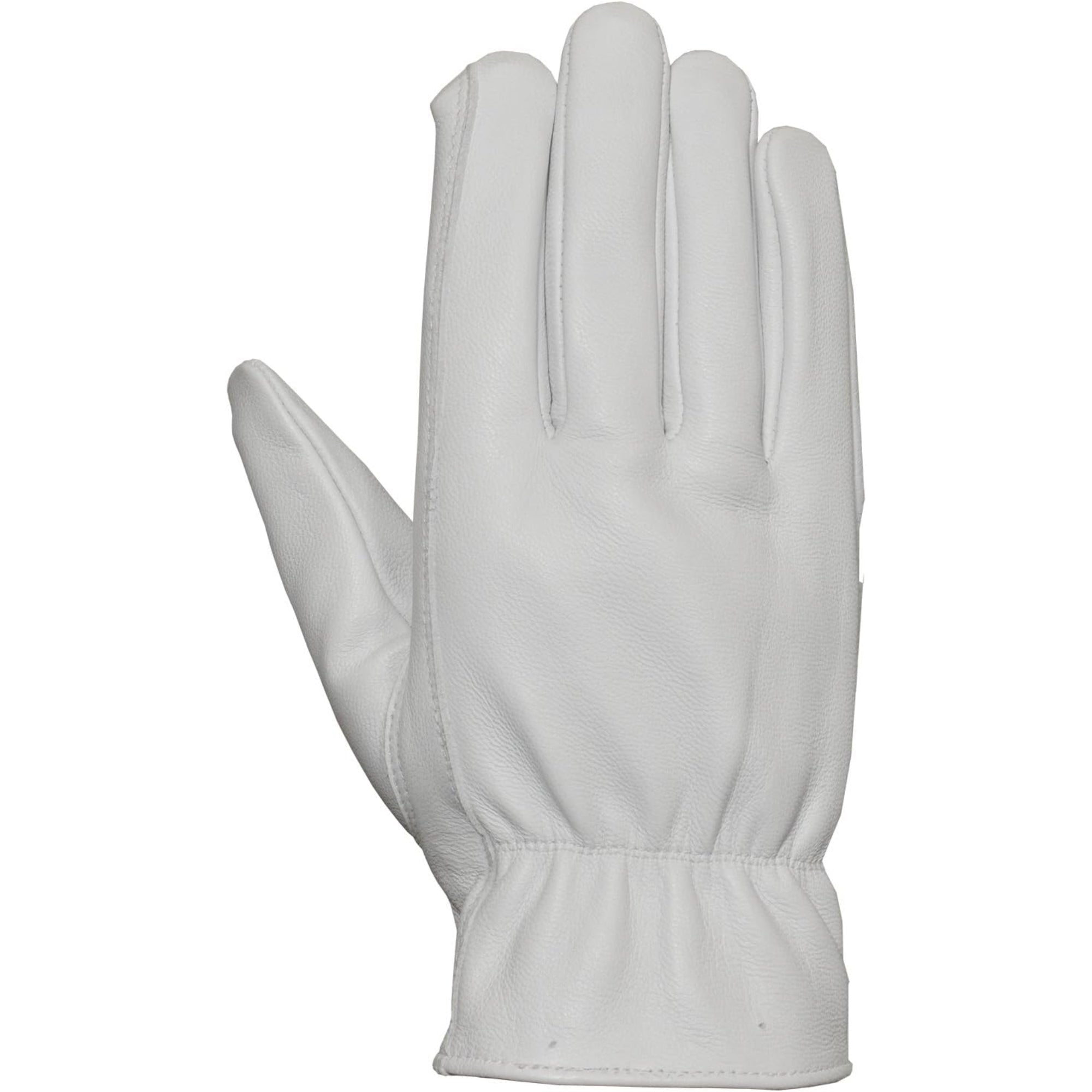 Bellingham Premium Goatskin Leather Driver Keystone Thumb Rolled Hem and Shirred Wrist, White, Medium