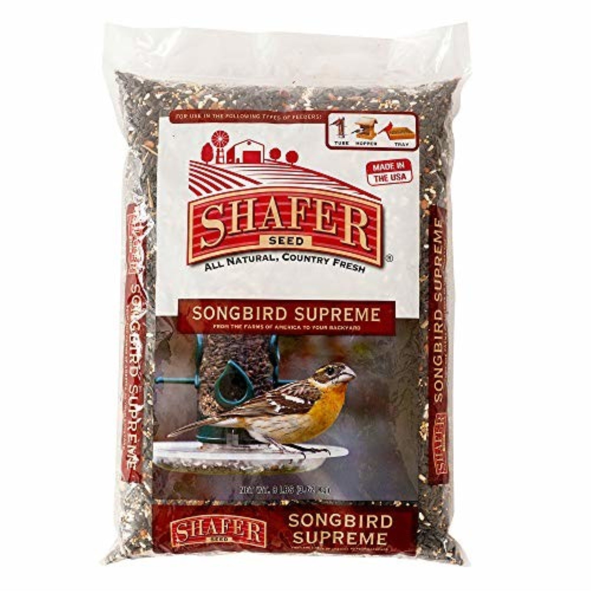 Shafer Songbird Supreme Wild Bird Seed Blend, Lots Of Sunflower Seeds- 8 pounds