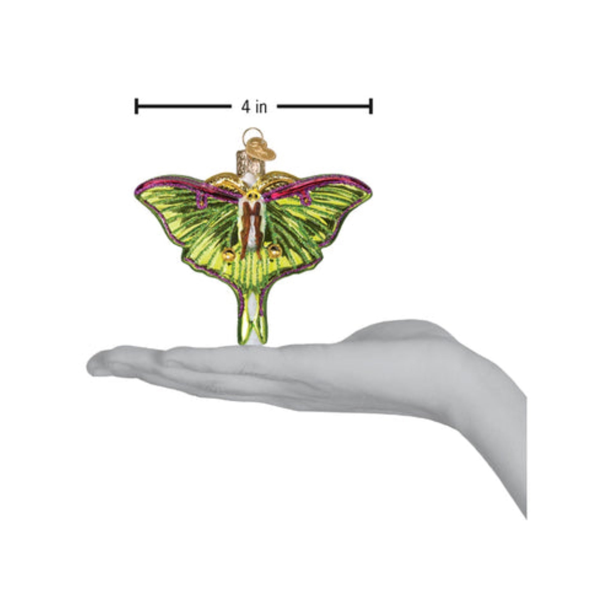 Old World Christmas Luna Moth Blown Glass Holiday Tree Ornament