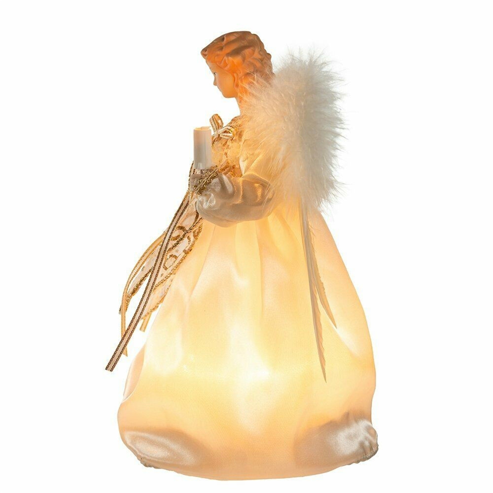 Kurt Adler 10-Light 9 Inch Ivory and Gold Angel Treetop