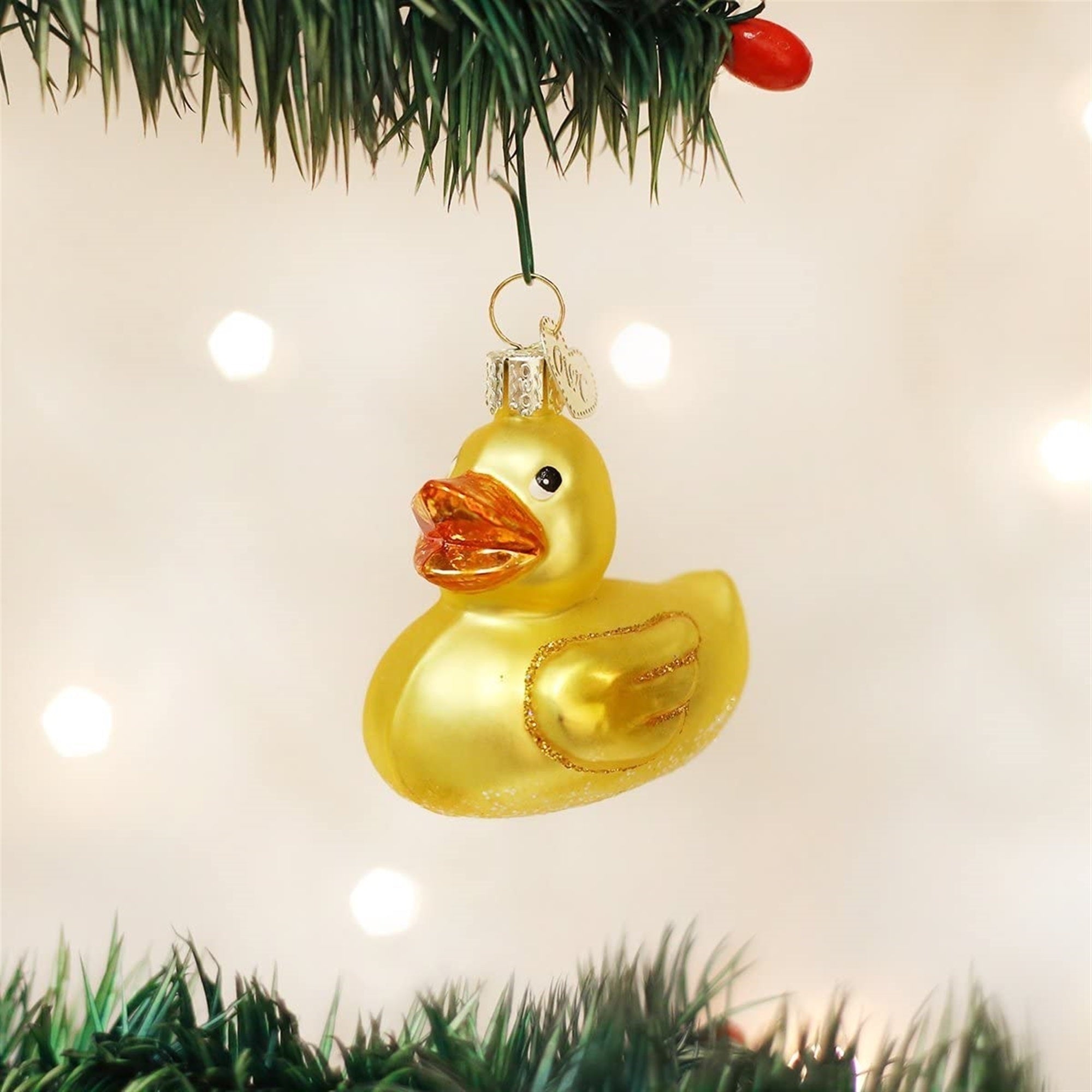 Old World Christmas Glass Blown Ornaments, Rubber Ducky, 2"
