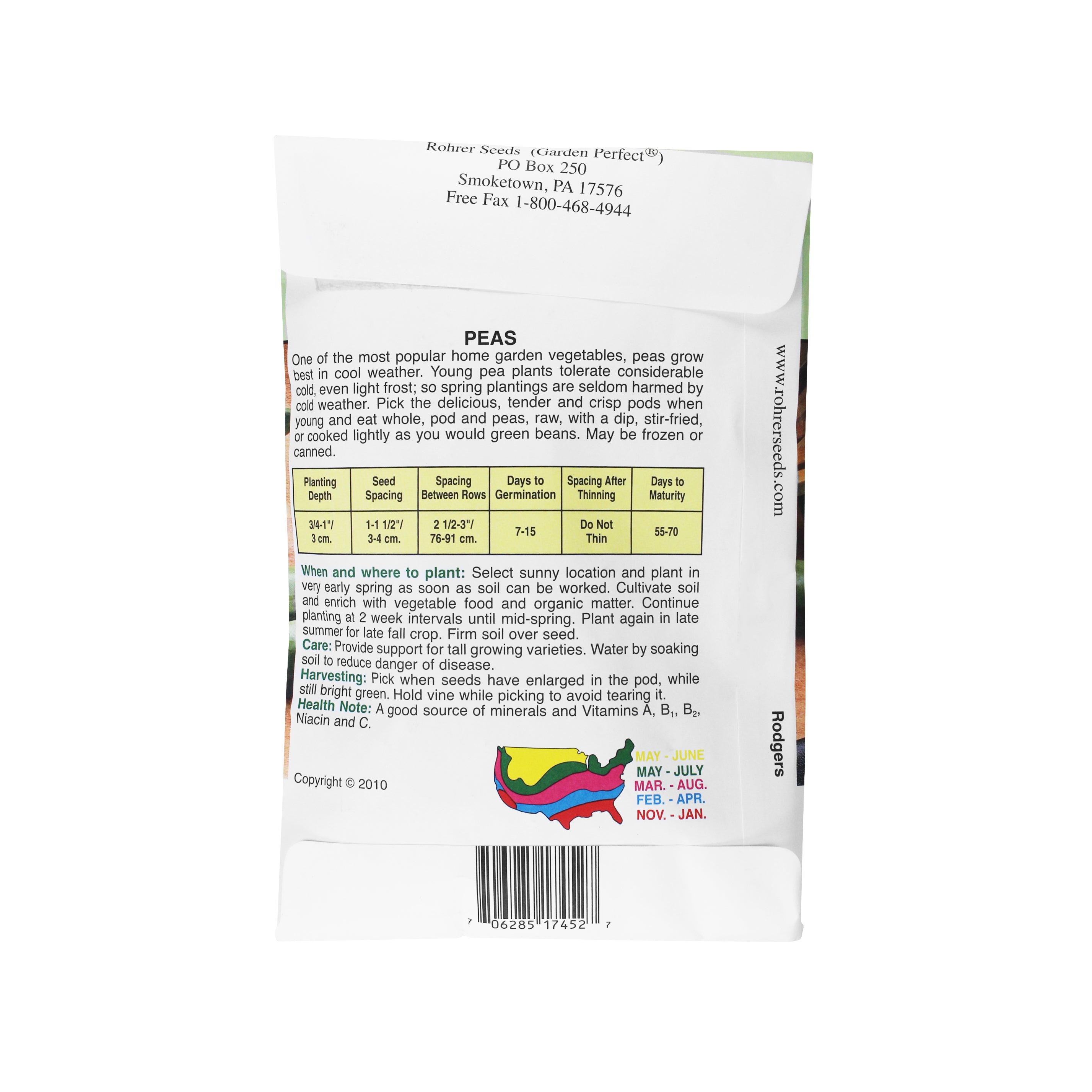 Rohrer Seeds Sugar Snap Peas, Sugar Lace II, 0.5lb Packet, Plants 50ft Row