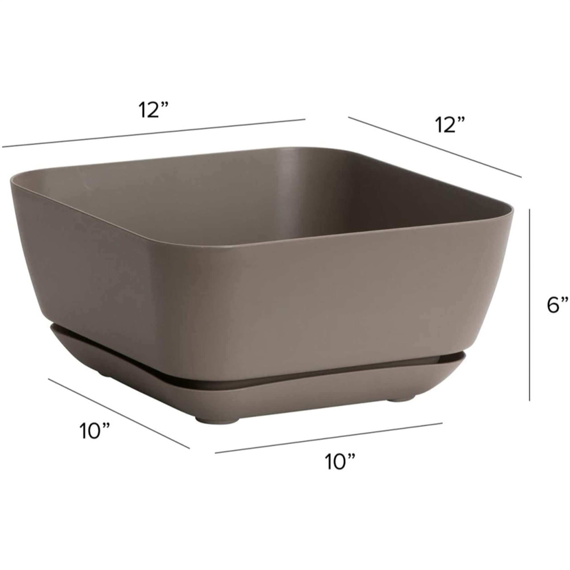 Novelty (#10023) Garden Square Out/Indoor Resin Planter Flower Pot, Taupe, 12"