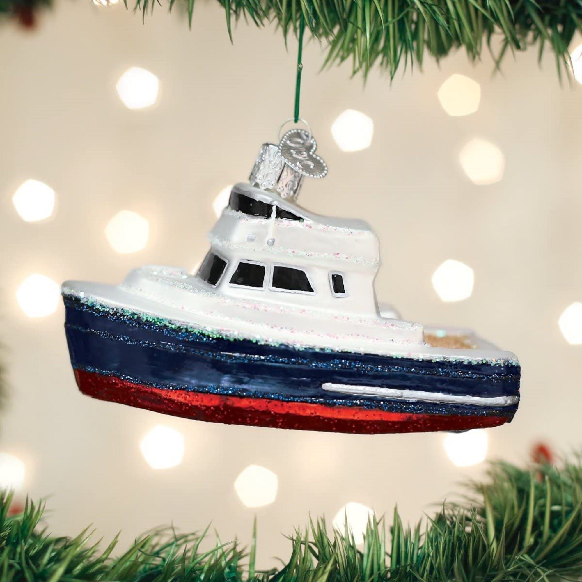 Old World Christmas Charter Boat Glass Blown Ornament
