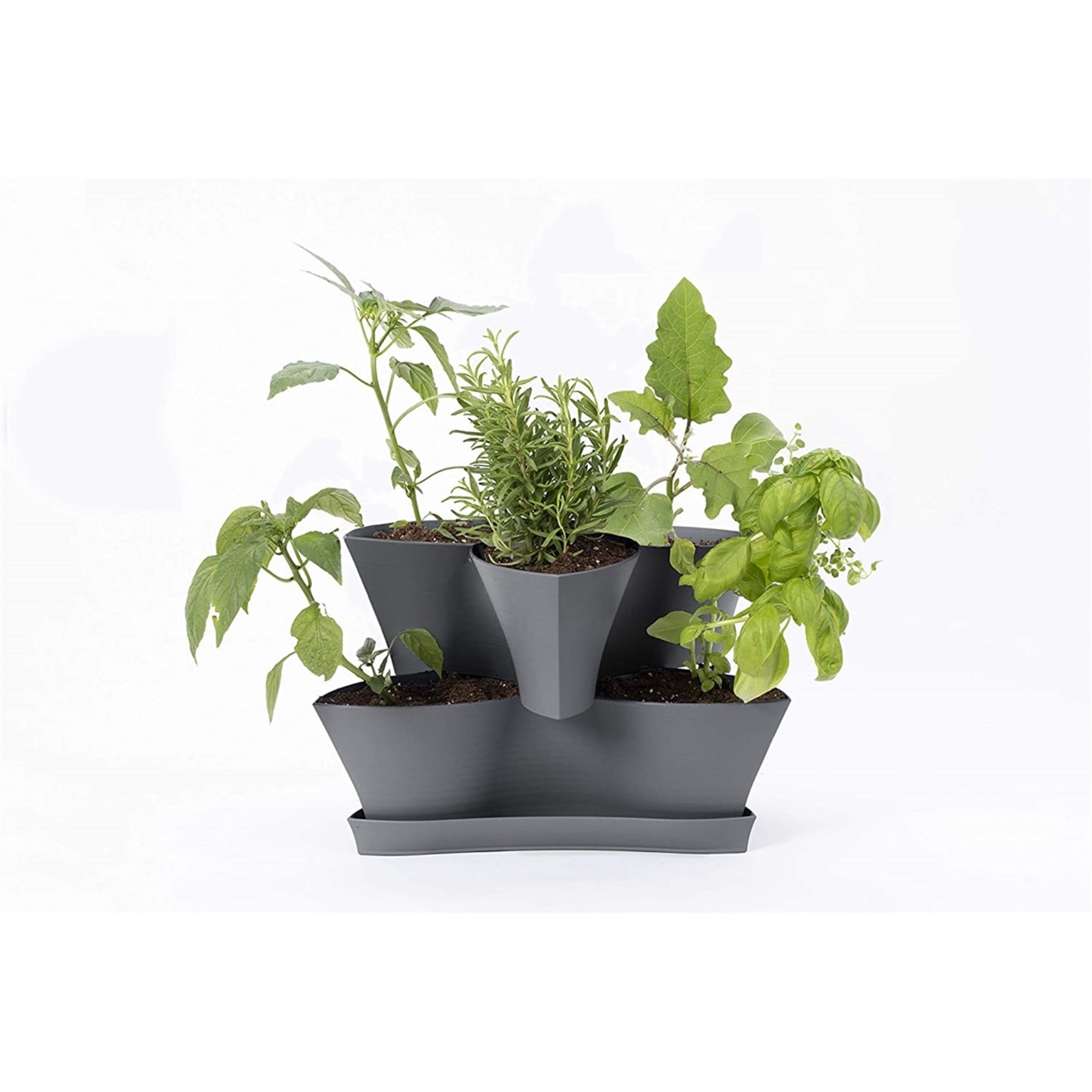 Bloem Collins Modular 2-Tier Multi-Level Vertical Herb Planter, Charcoal