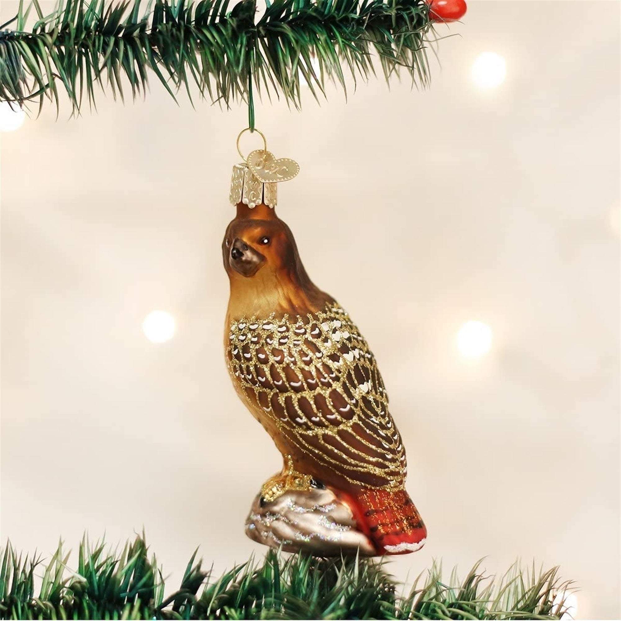 Old World Christmas Blown Glass Christmas Ornament, Red-Tailed Hawk