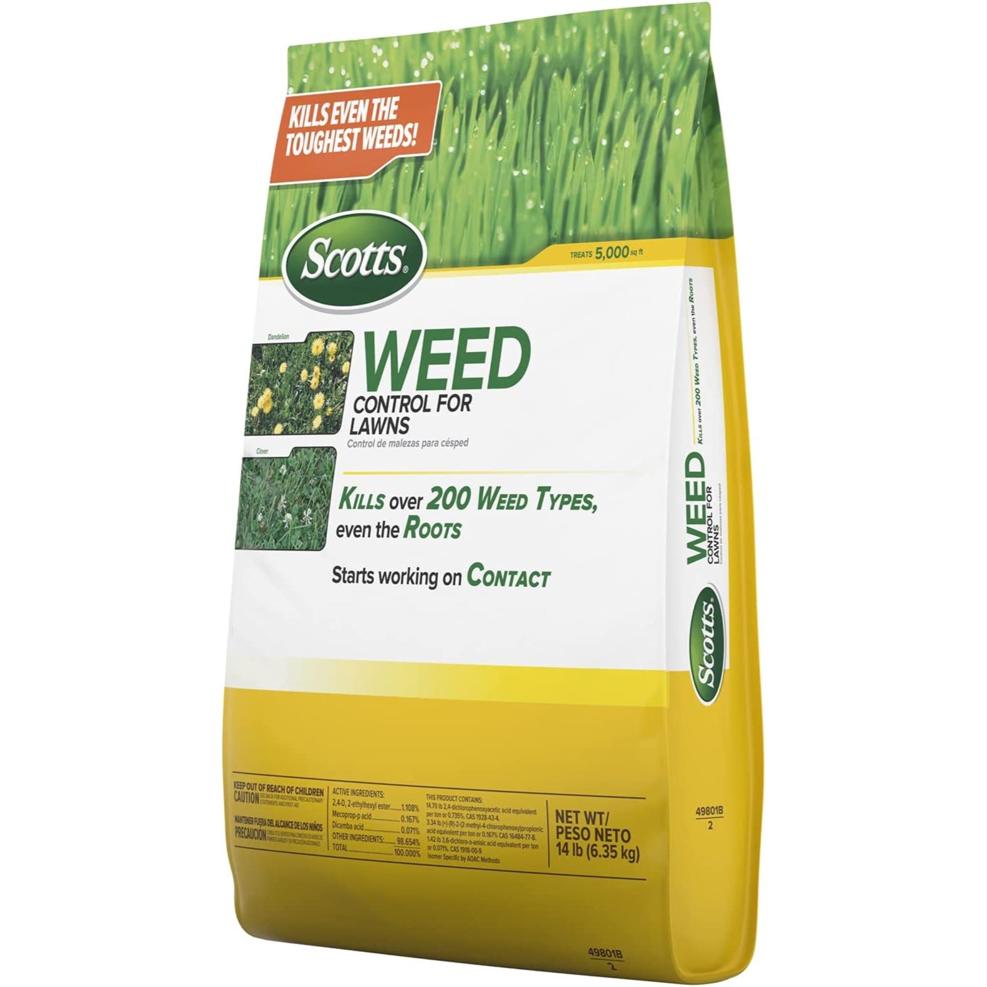 Scotts Granular Weed Control for Lawns, Covers 5,000 SqFt, 14lb Bag