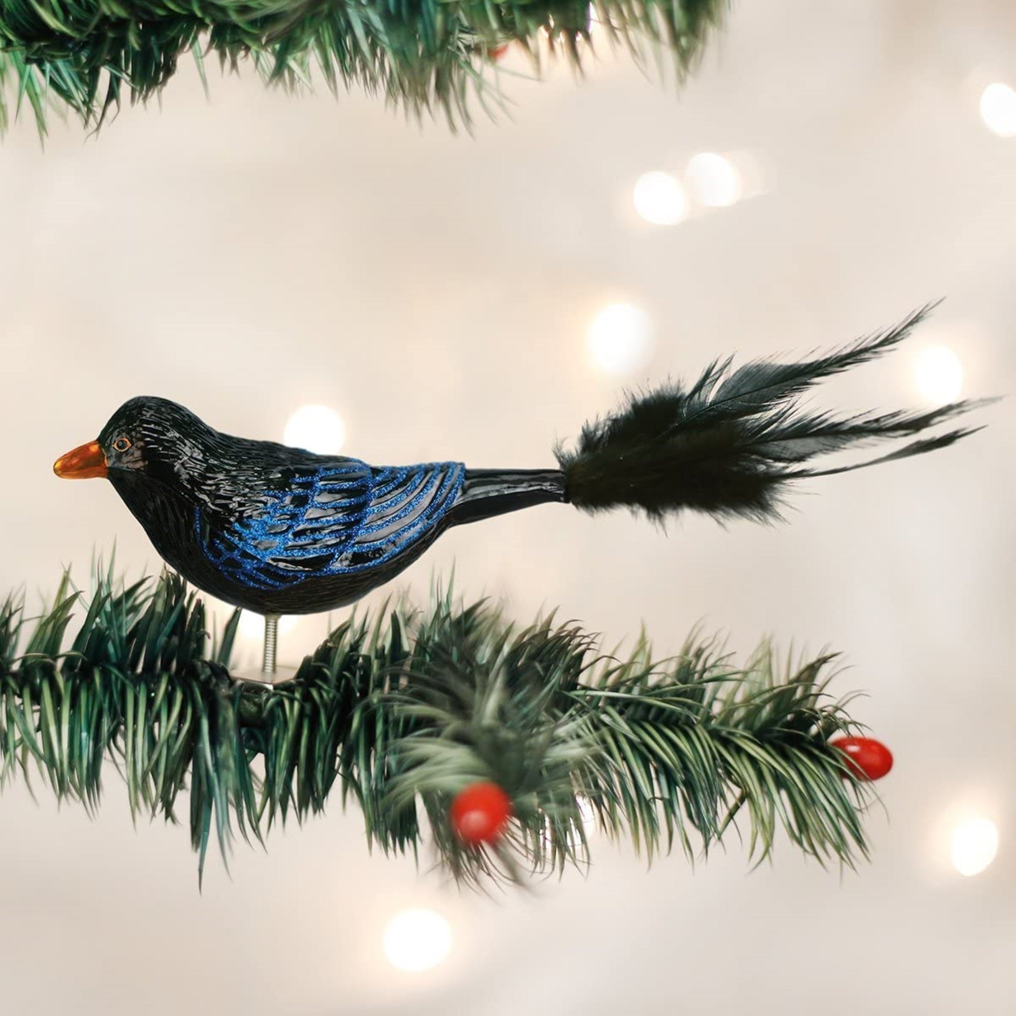 Old World Christmas Ornaments: Raven Glass Blown Ornaments for Christmas Tree