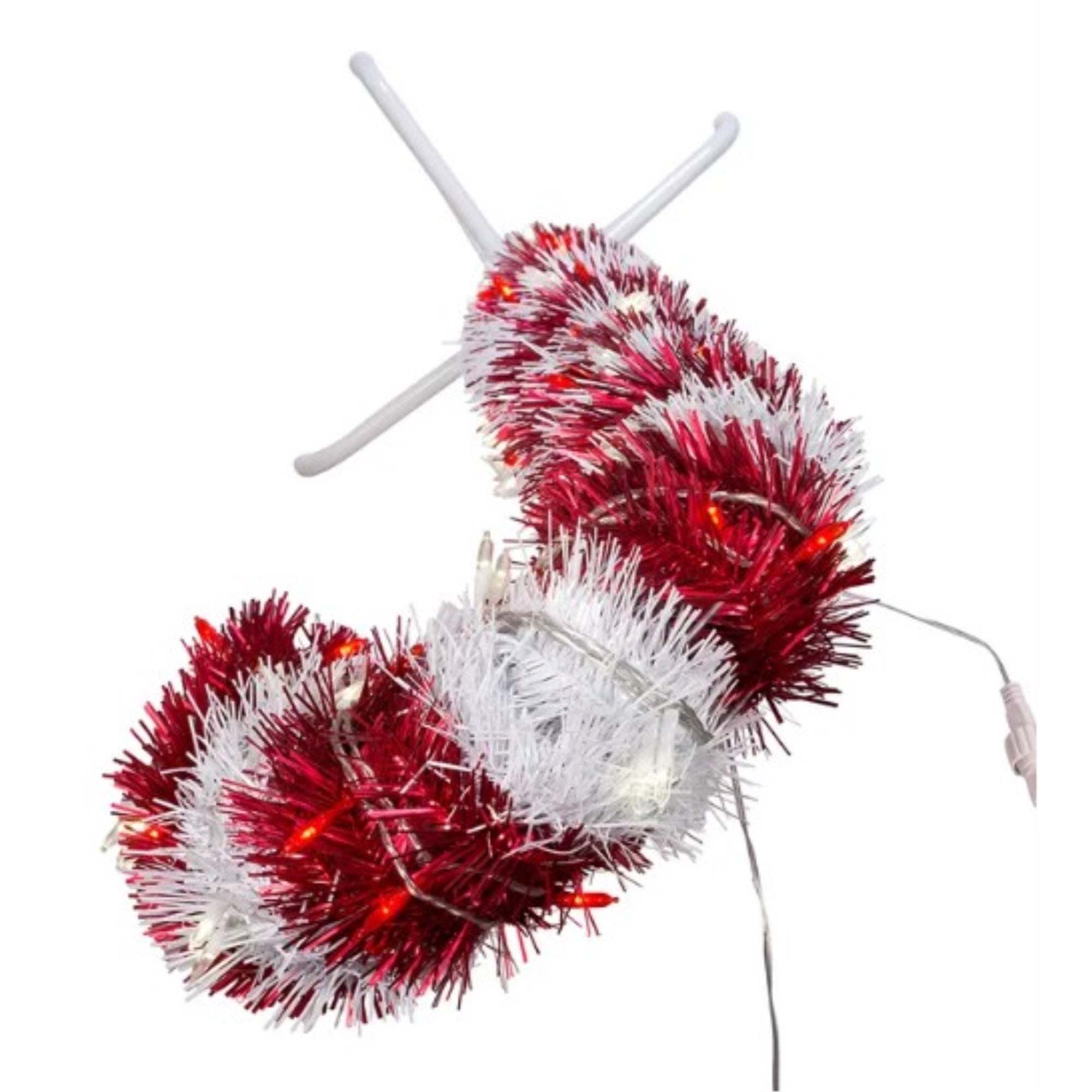 Kurt Adler Indoor Tinsel Candy Can Light Up Christmas Plastic Decoration, Red/White, 3 Feet