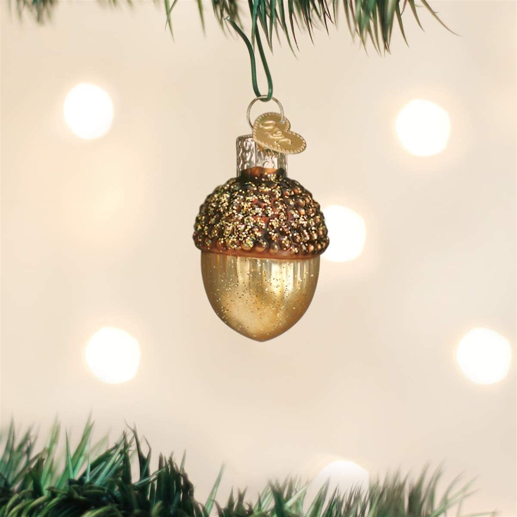 Old World Christmas Glass Blown Small Acorn Ornament