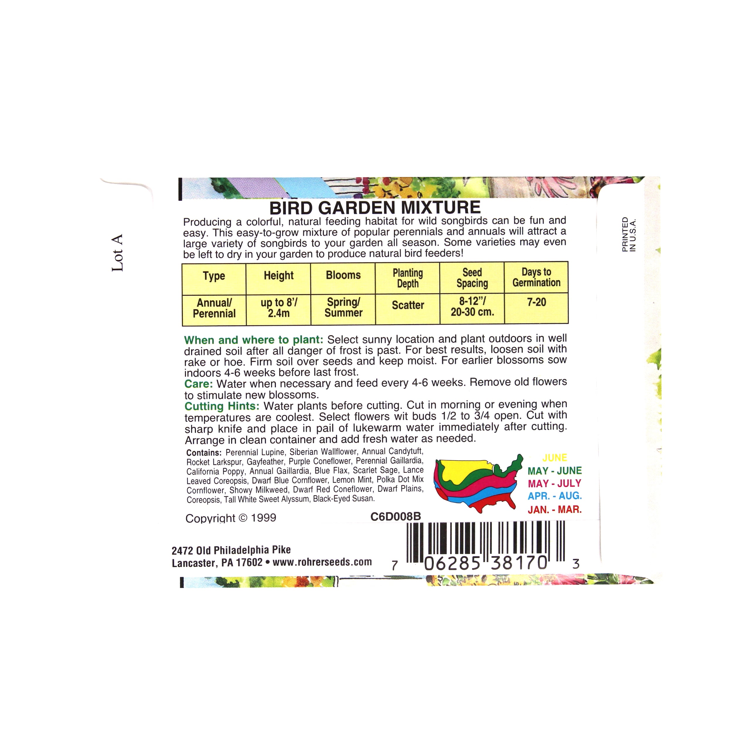 Rohrer Seeds Songbird Garden Mixture, Approx 450 Seeds/Packet