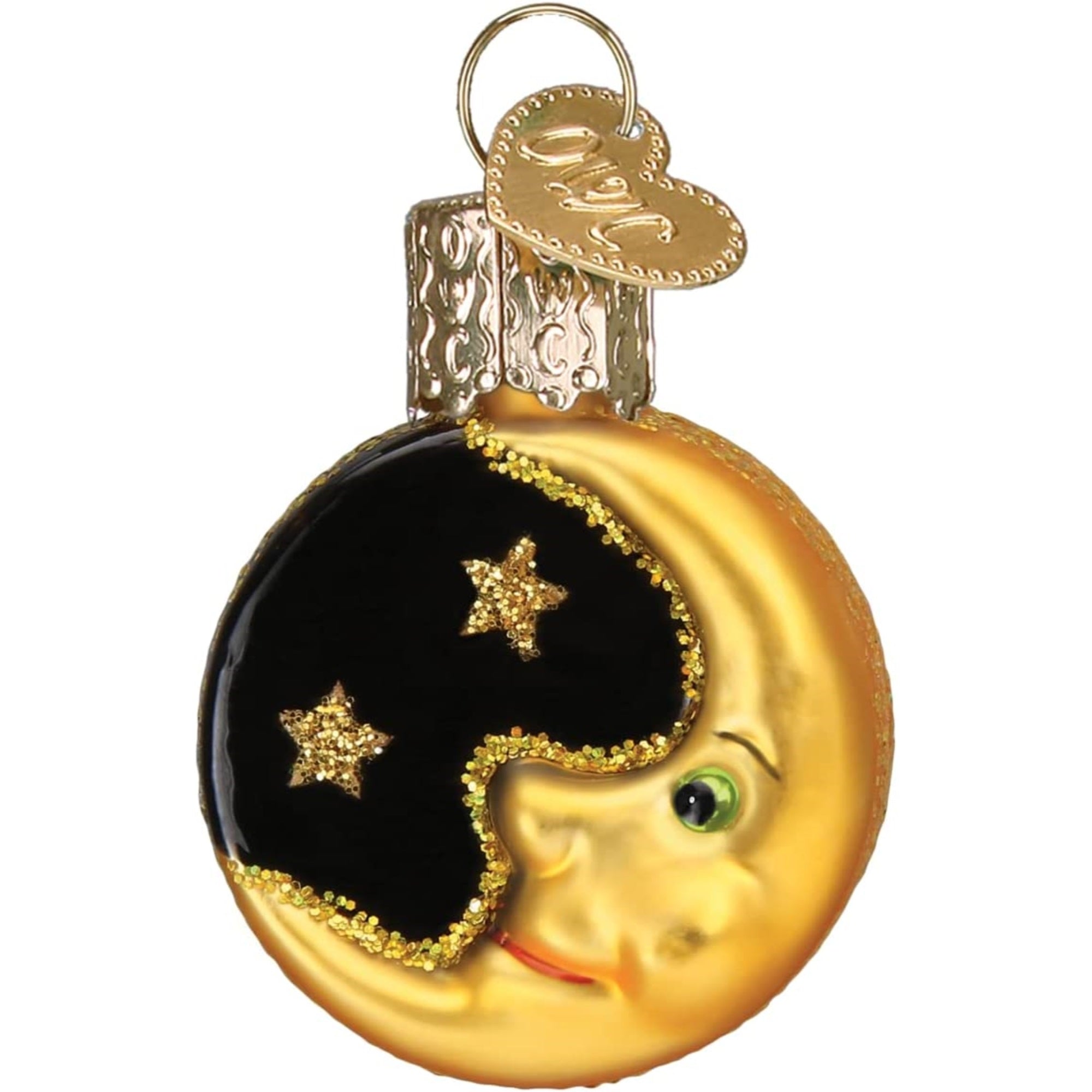 Old World Christmas Mini Glass Blown Moon Ornament, 1.25"