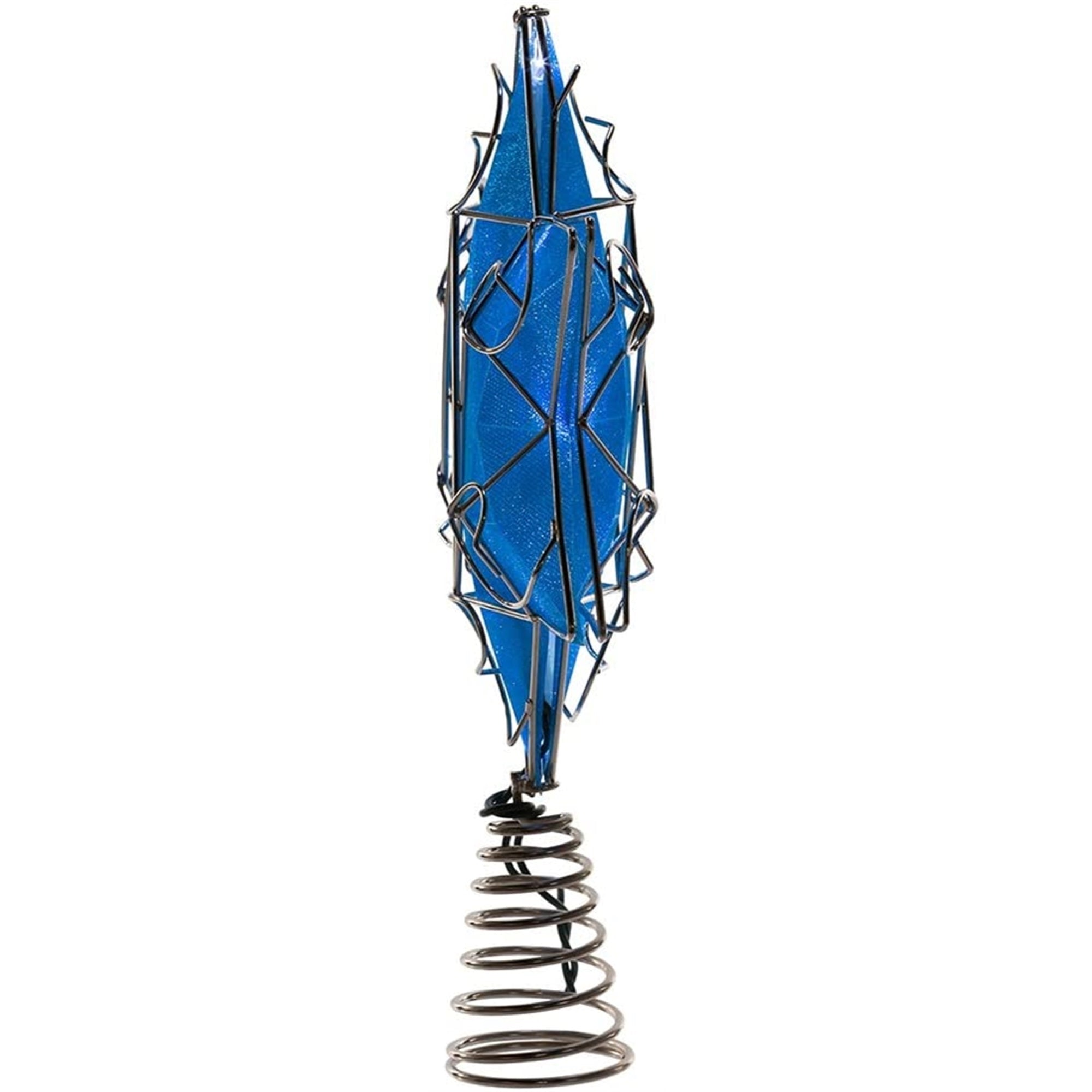 Kurt Adler 10-Light LED Silver/Blue Hanukkah Star Shimmer Treetop, 11"