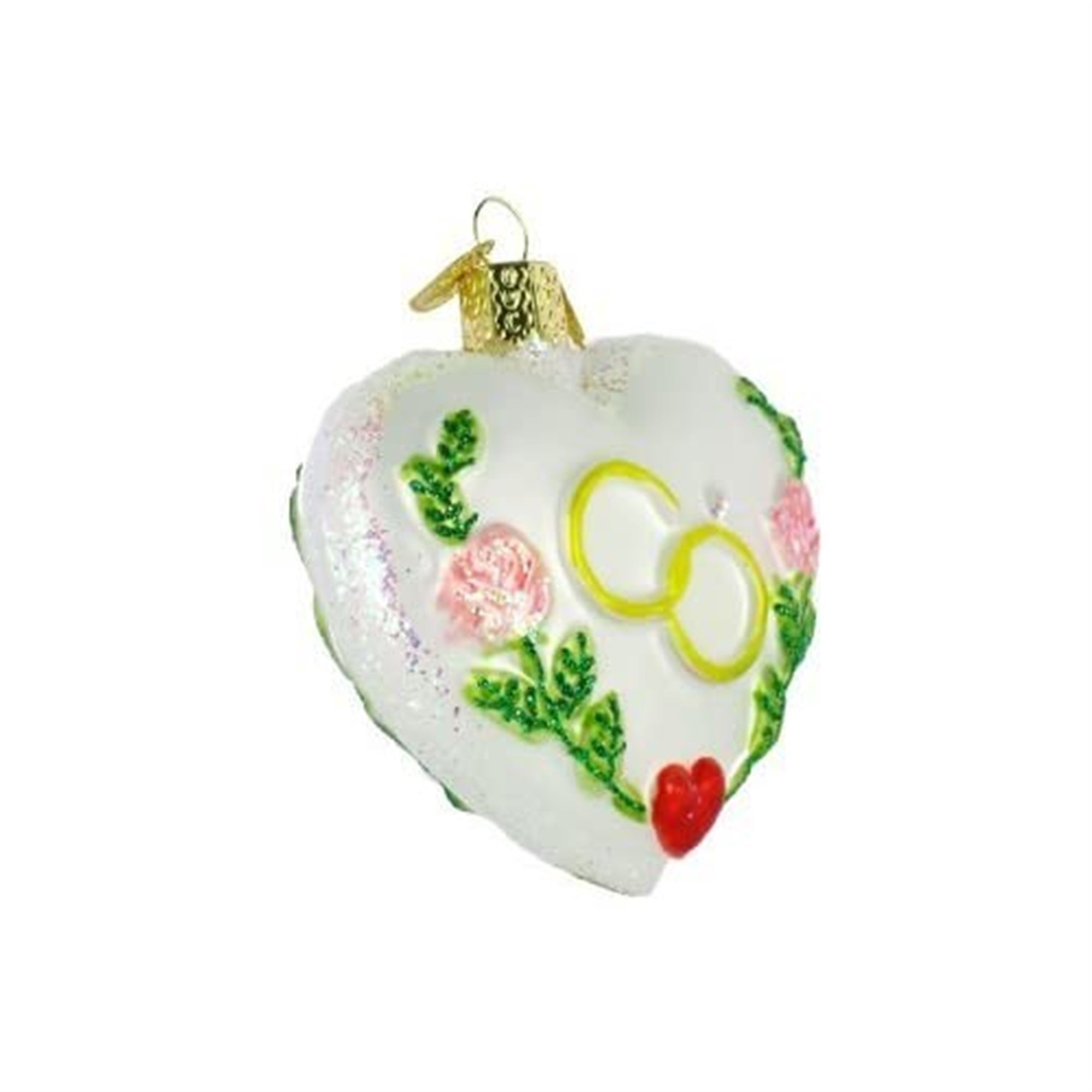 Old World Christmas Glass Blown Wedding Heart Ornament