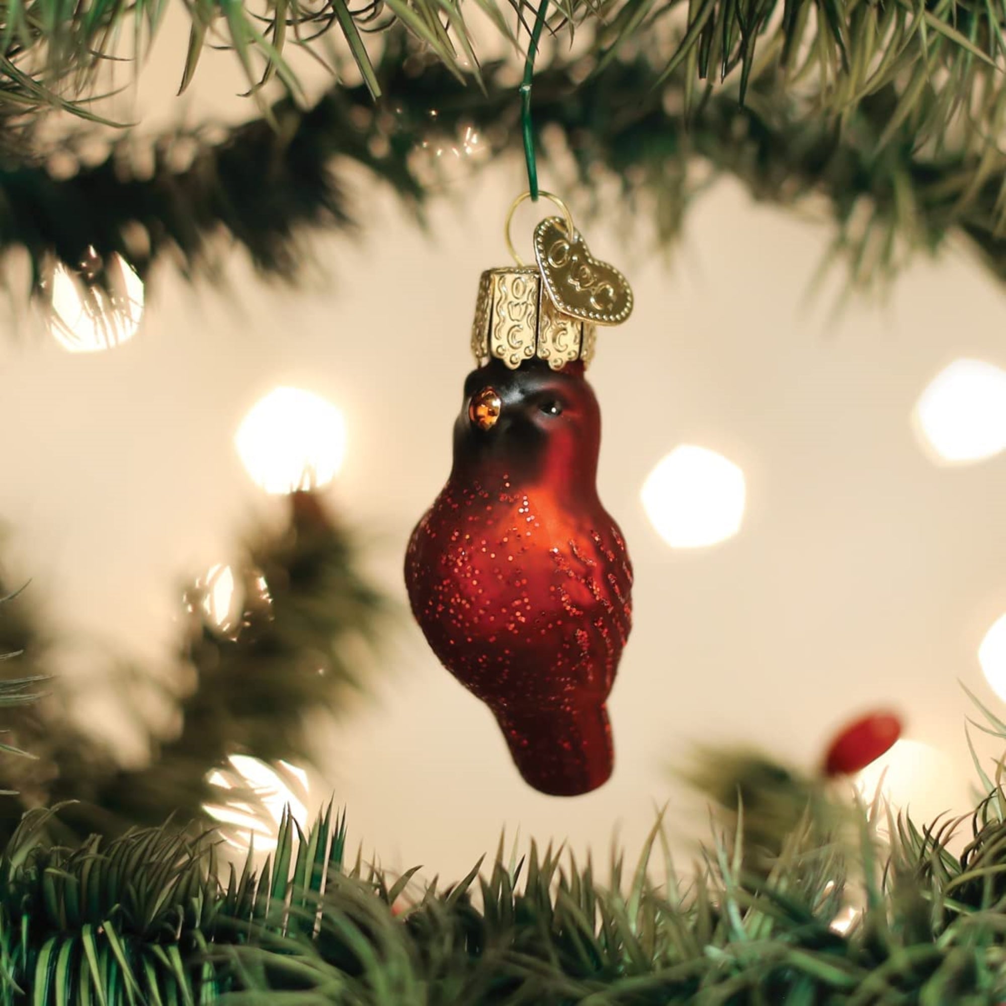 Old World Christmas Mini Glass Blown Cardinal Ornament, 2.25"