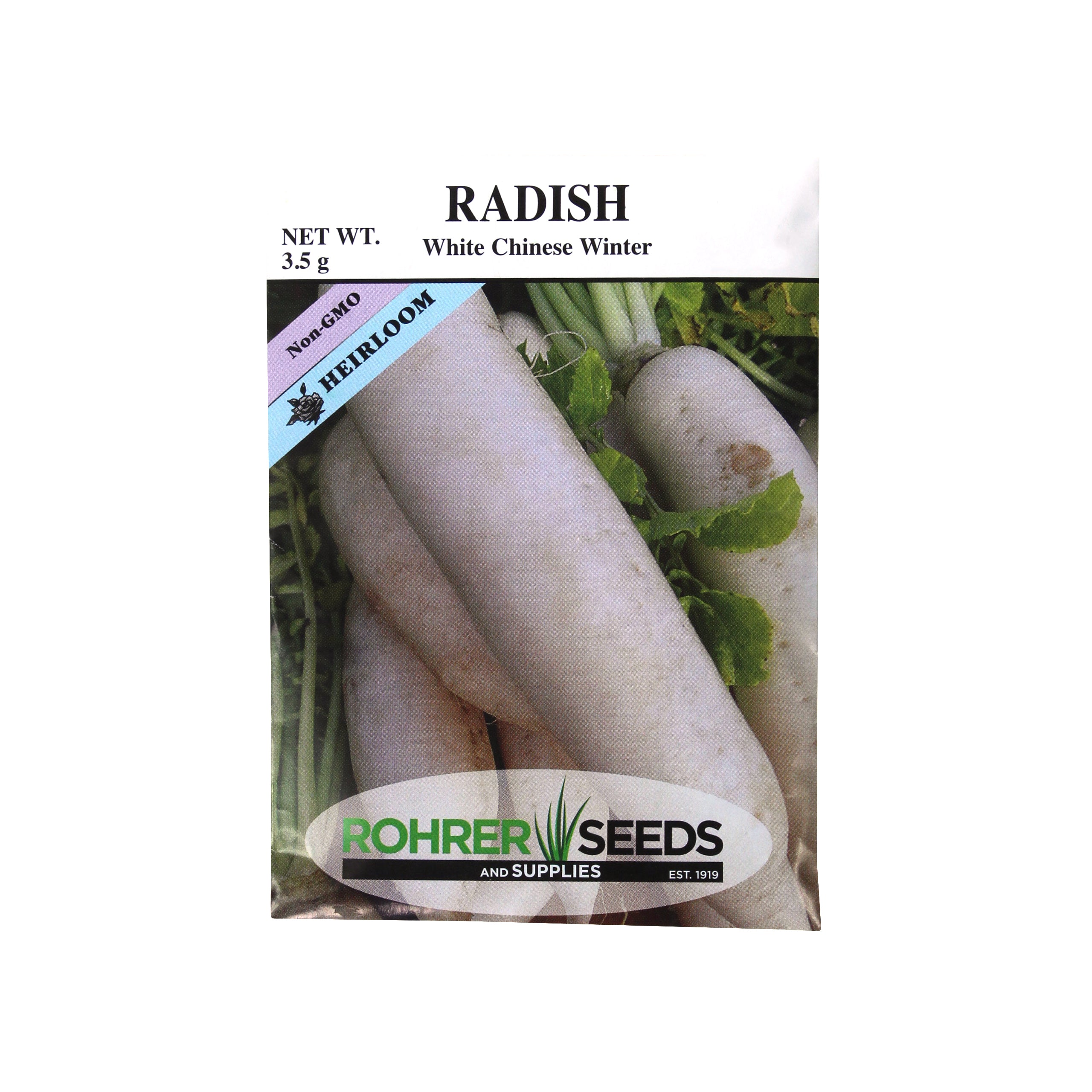 Rohrer Seeds Radish, White Chinese Winter Heirloom, 3.5g, Approx 300 Seeds/Packet