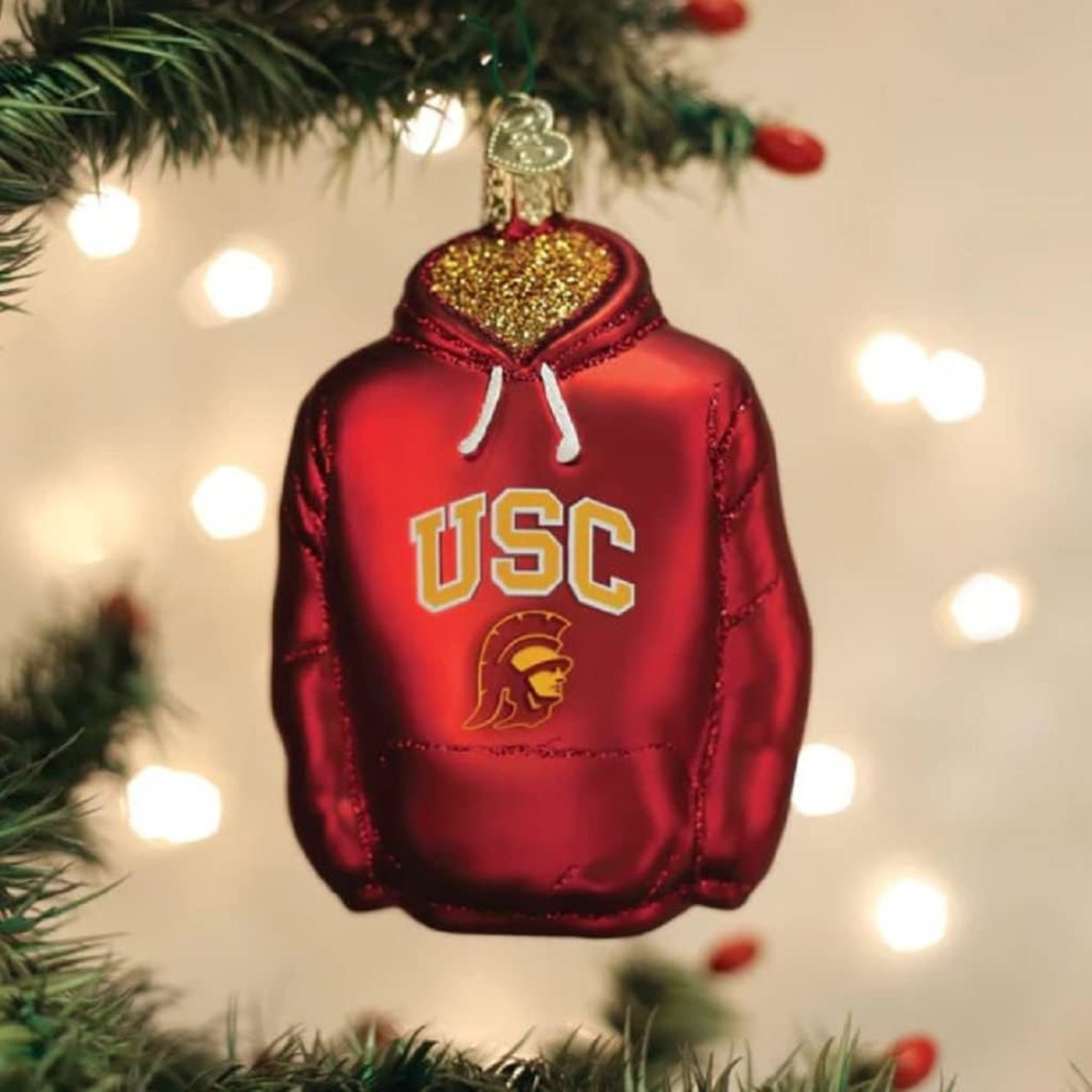 Old World Christmas USC Hoodie Glass Blown Ornament for Christmas Tree