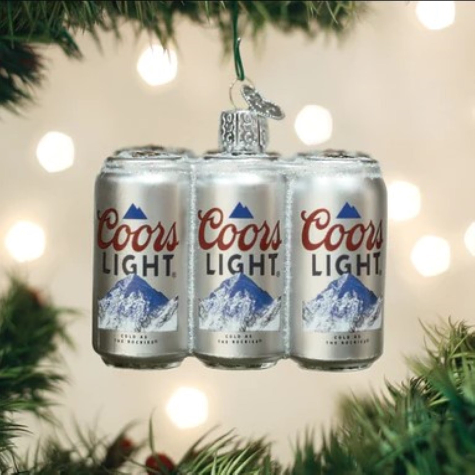 Old World Christmas Blown Glass Christmas Ornaments, Coors Light Six Pack