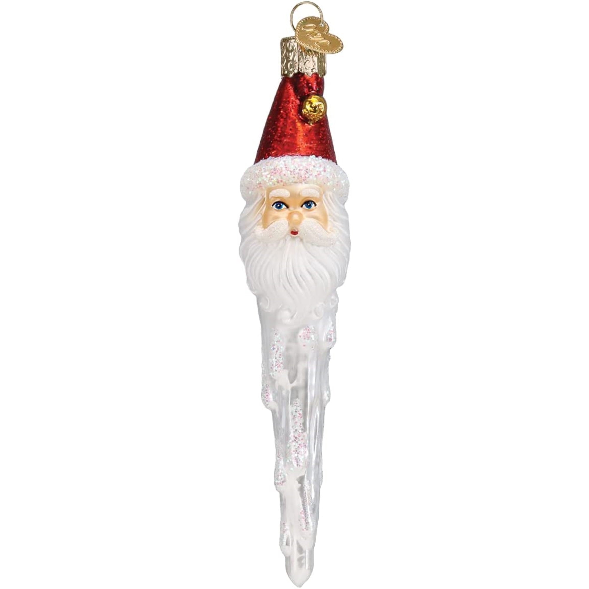 Old World Christmas Glass Blown Jingle Bell Santa Icicle Ornament, 6"