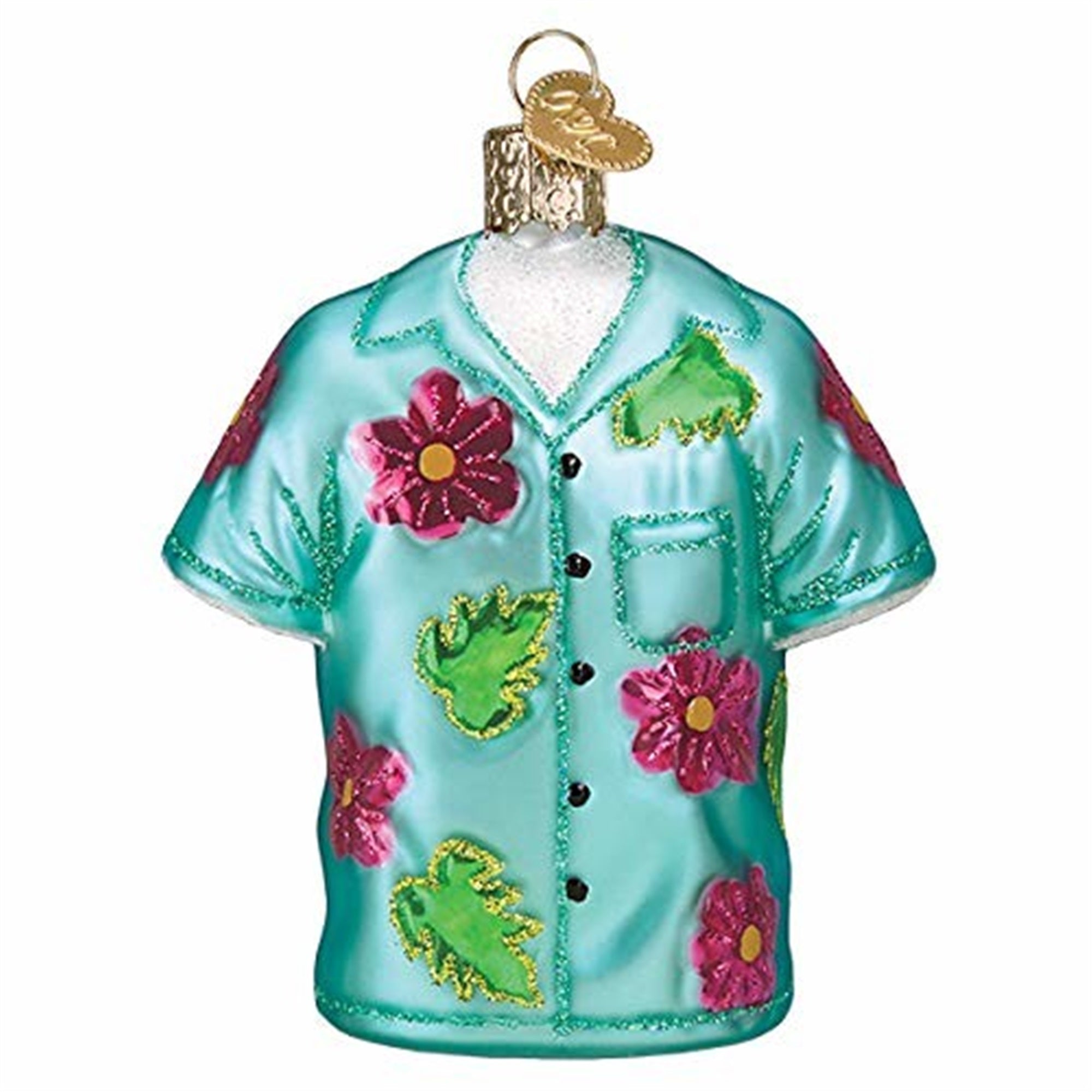Old World Christmas Glass Blown Hawaiian Shirt Ornament