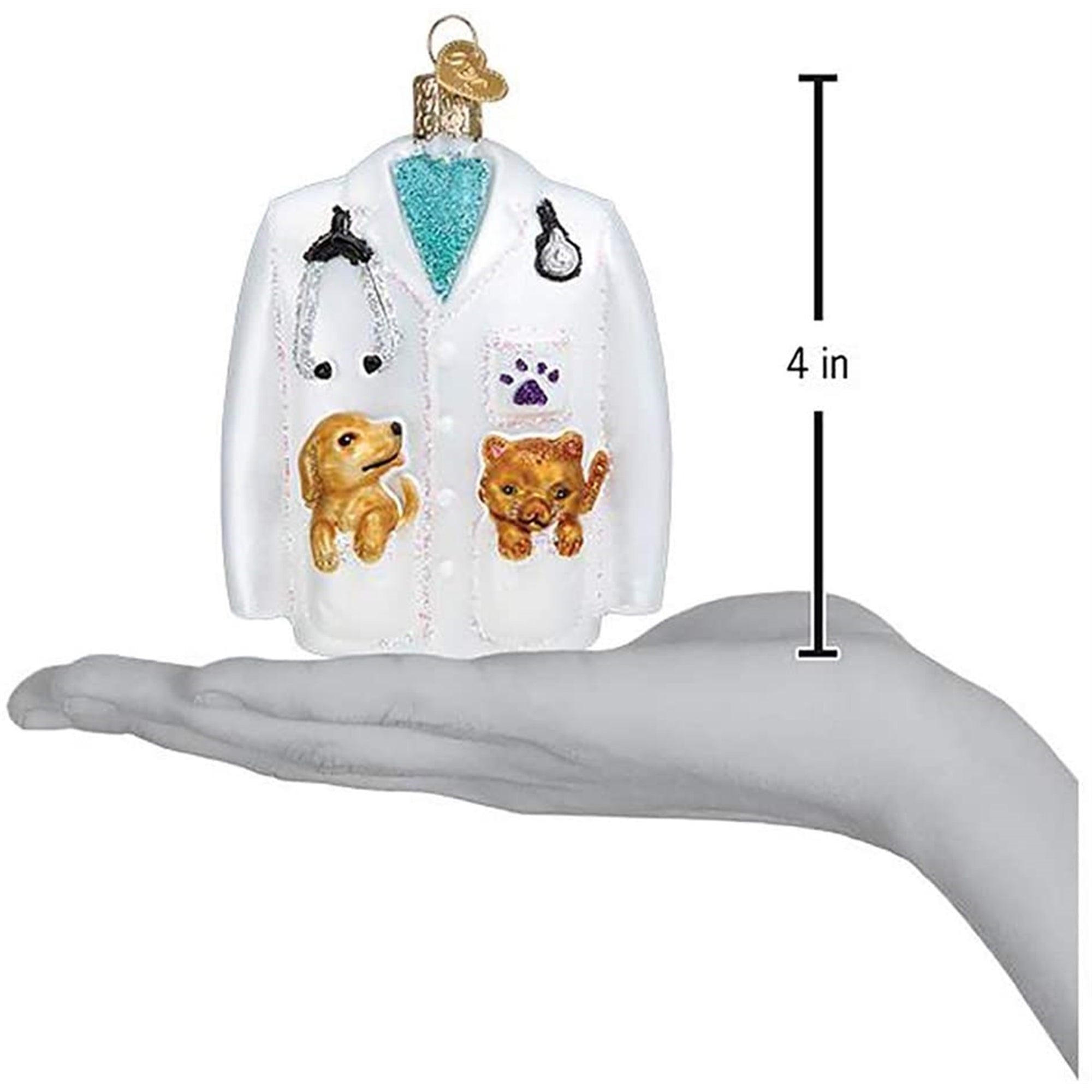 Old World Christmas Veterinarian's Coat Ornament Free Box New