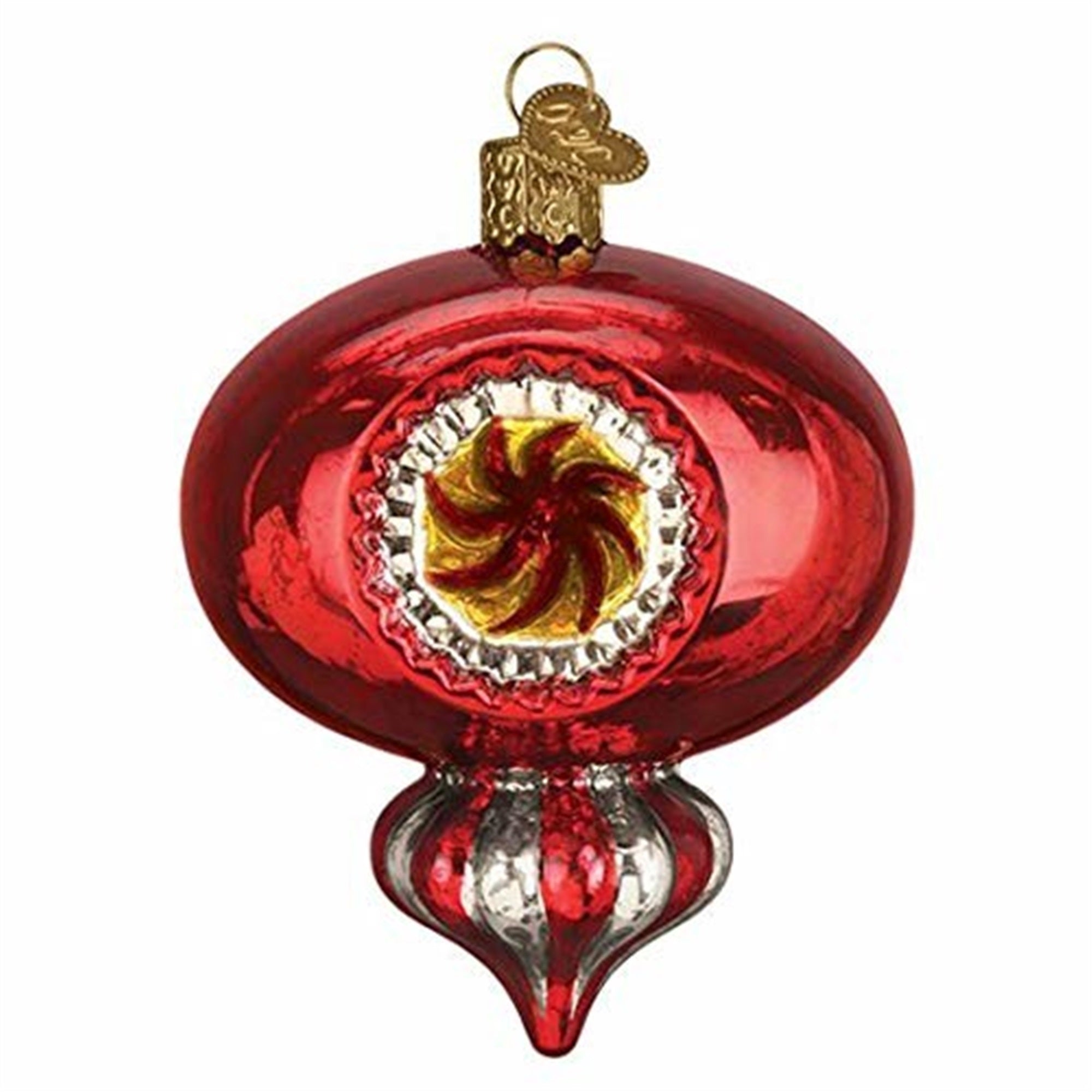 Old World Christmas Glass Blown Red Peppermint Reflection Ornament