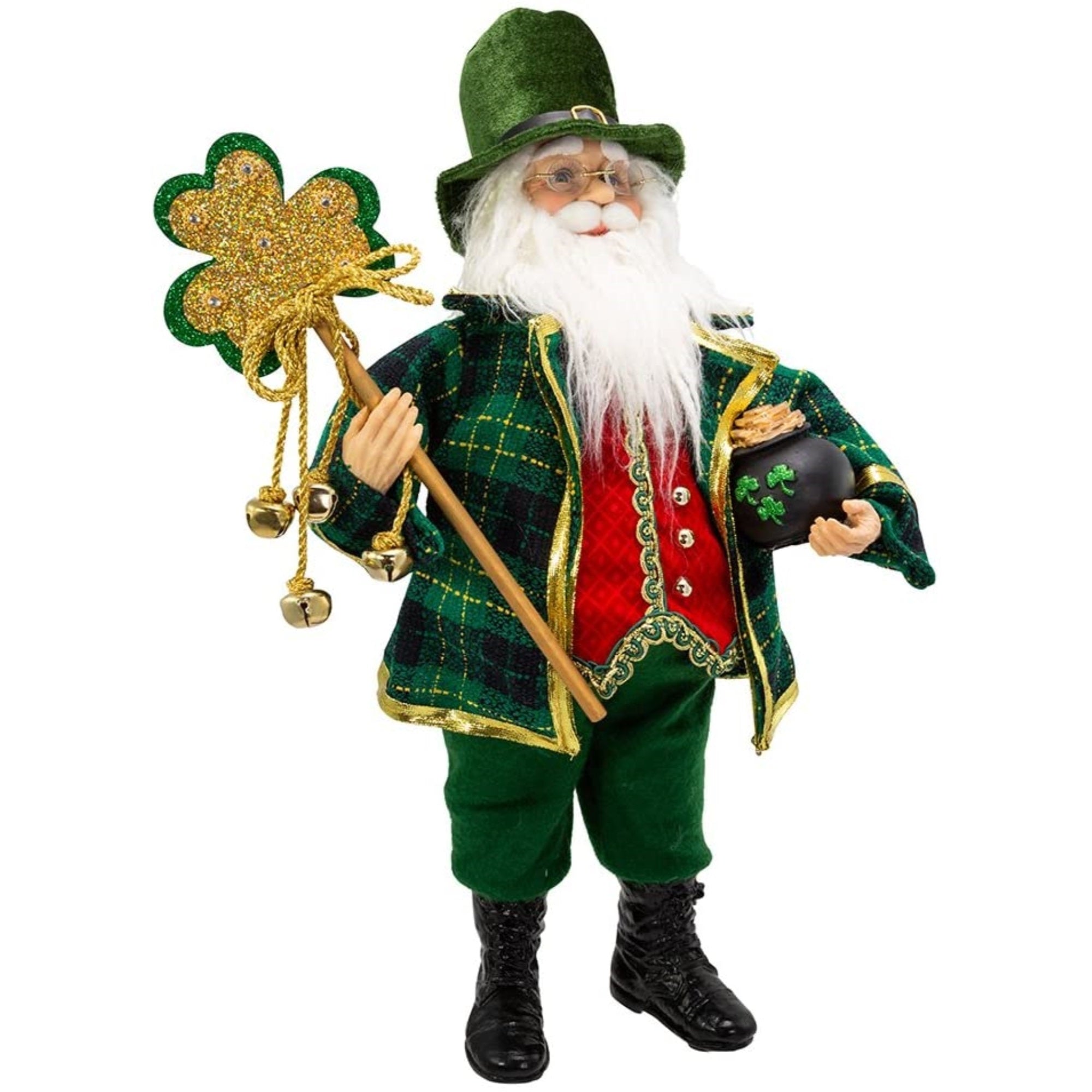 Kurt Adler Kringles Klaus Irish Santa with Staff, 20”