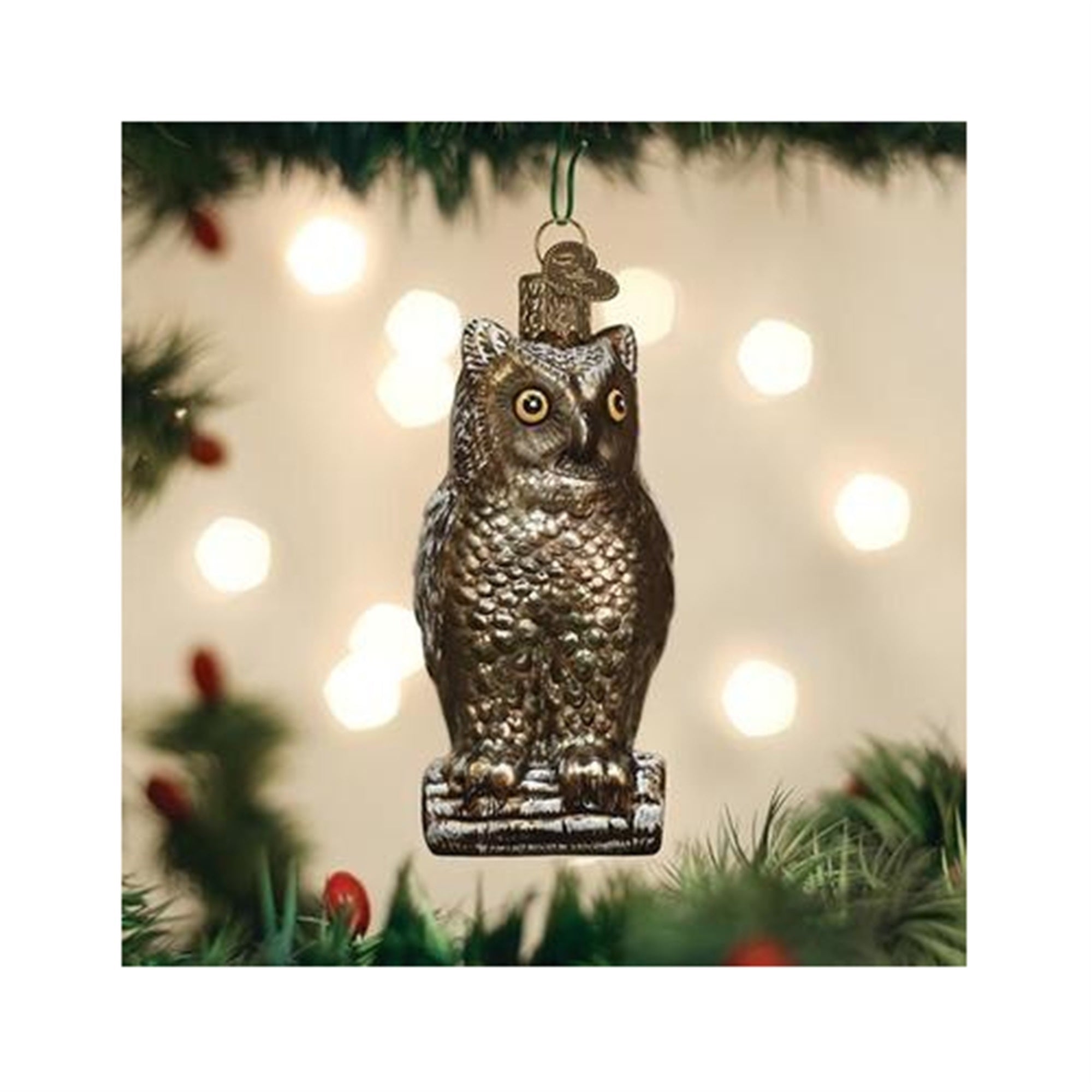Old World Christmas Glass Blown Ornament, Vintage Wise Old Owl (#51003)