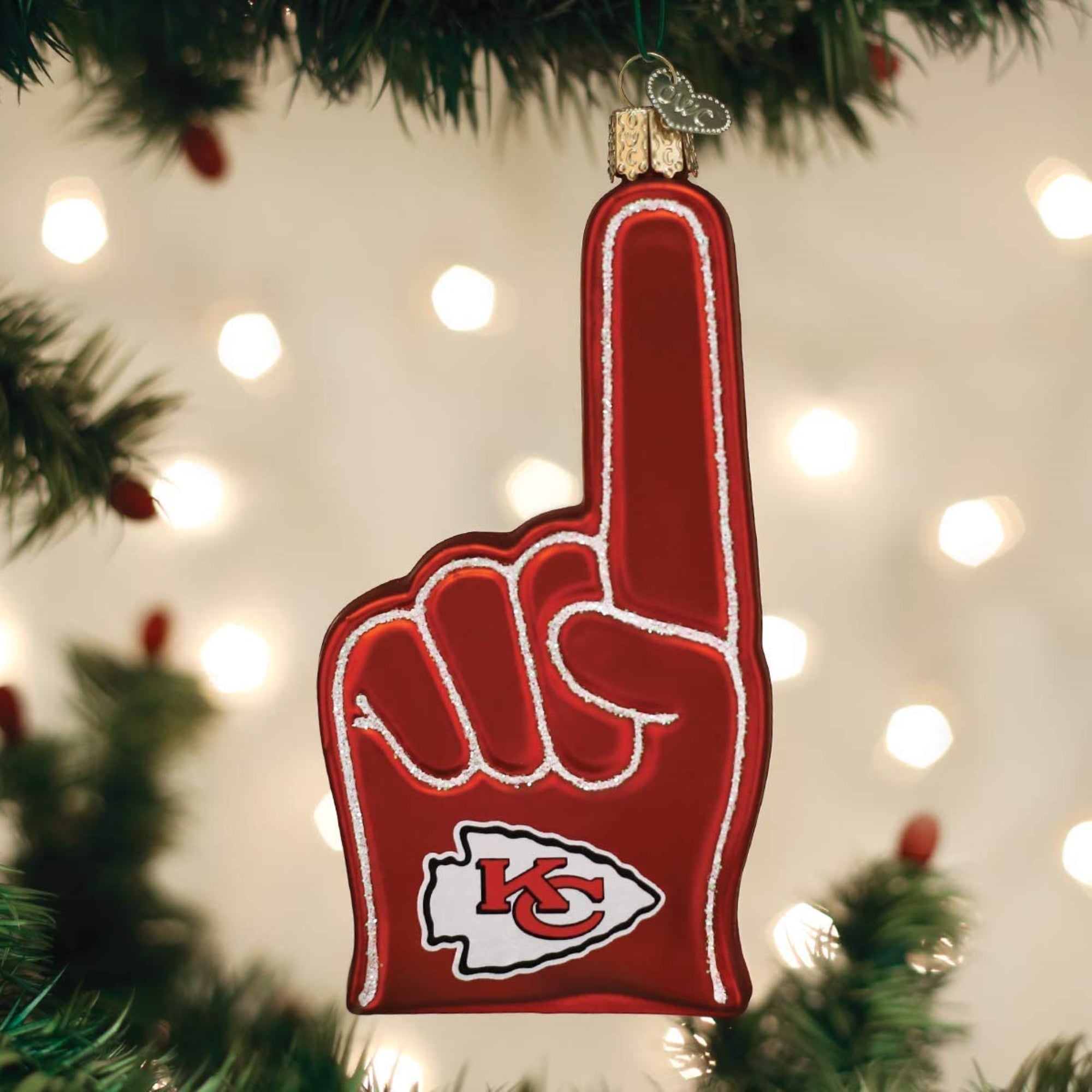 Old World Christmas Kansas City Chiefs Foam Finger Ornament For Christmas Tree