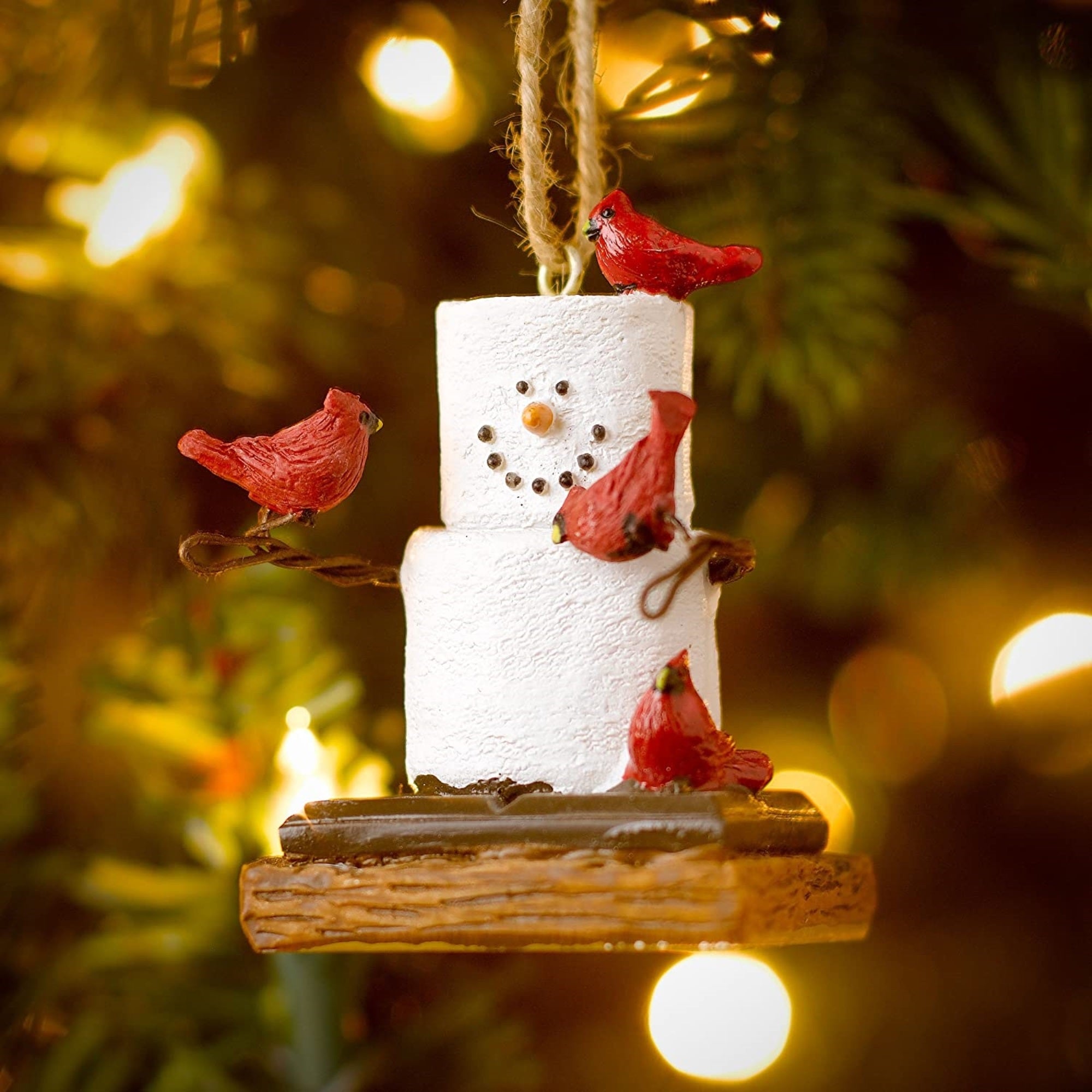 Ganz S'Mores With Cardinals Resin Christmas Ornament