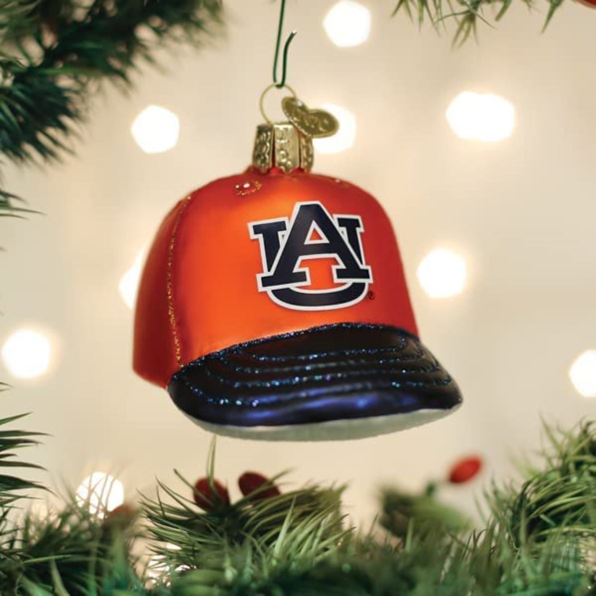 Old World Christmas Glass Blown Tree Ornament, Auburn Baseball Cap