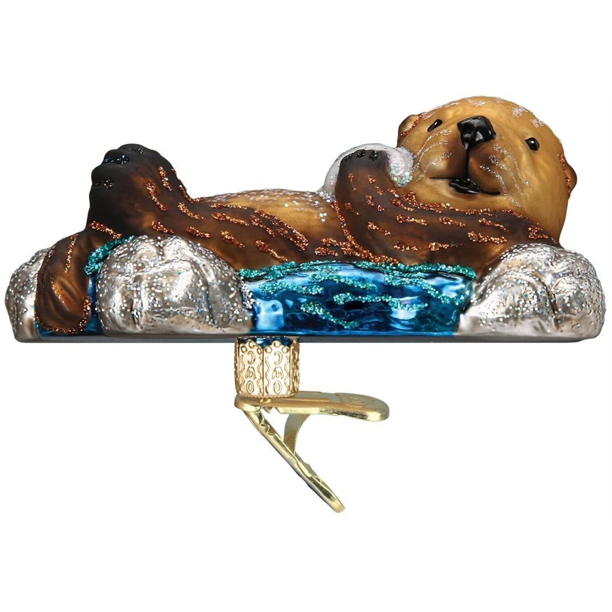 Old World Christmas Blown Glass Christmas Ornament, Floating Sea Otter